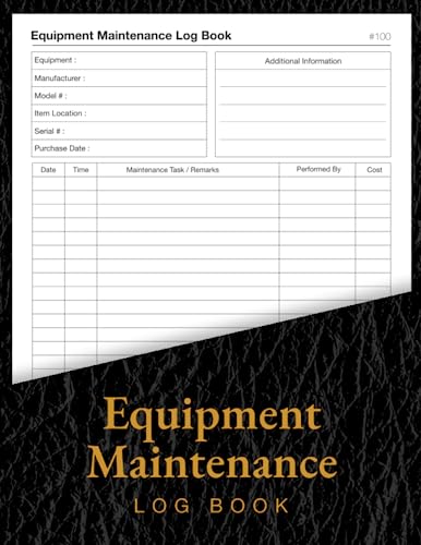 Equipment Maintenance Log Book for Vehicles & Heavy Equipment | Preventive & Repair Log