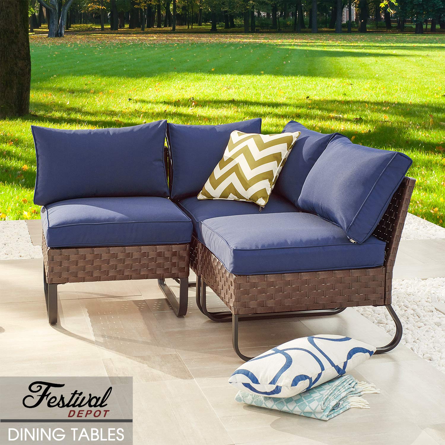 Premium Outdoor Wicker Rattan Armless Section Chairs with Deep Cushions & U-Shaped Steel Legs - All-Weather Patio Dining Furniture for Garden, Poolside, and Backyard Relaxation | Perfect for Outdoor Entertaining, Lounging, and Alfresco Dining