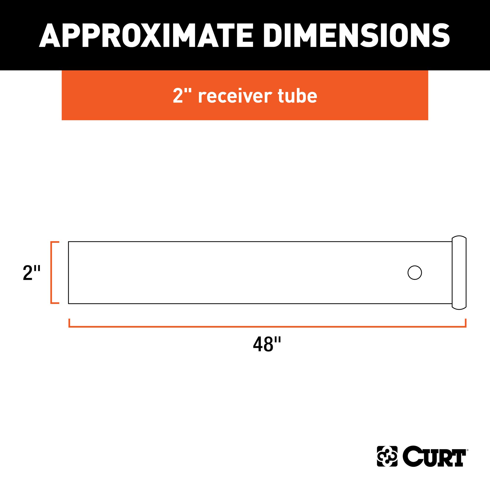 CURT 49480 2-Inch x 48-Inch Weld-On Raw Steel Trailer Hitch Receiver Tube - Heavy Duty Towing Solution for Trailers, Boats & RVs
