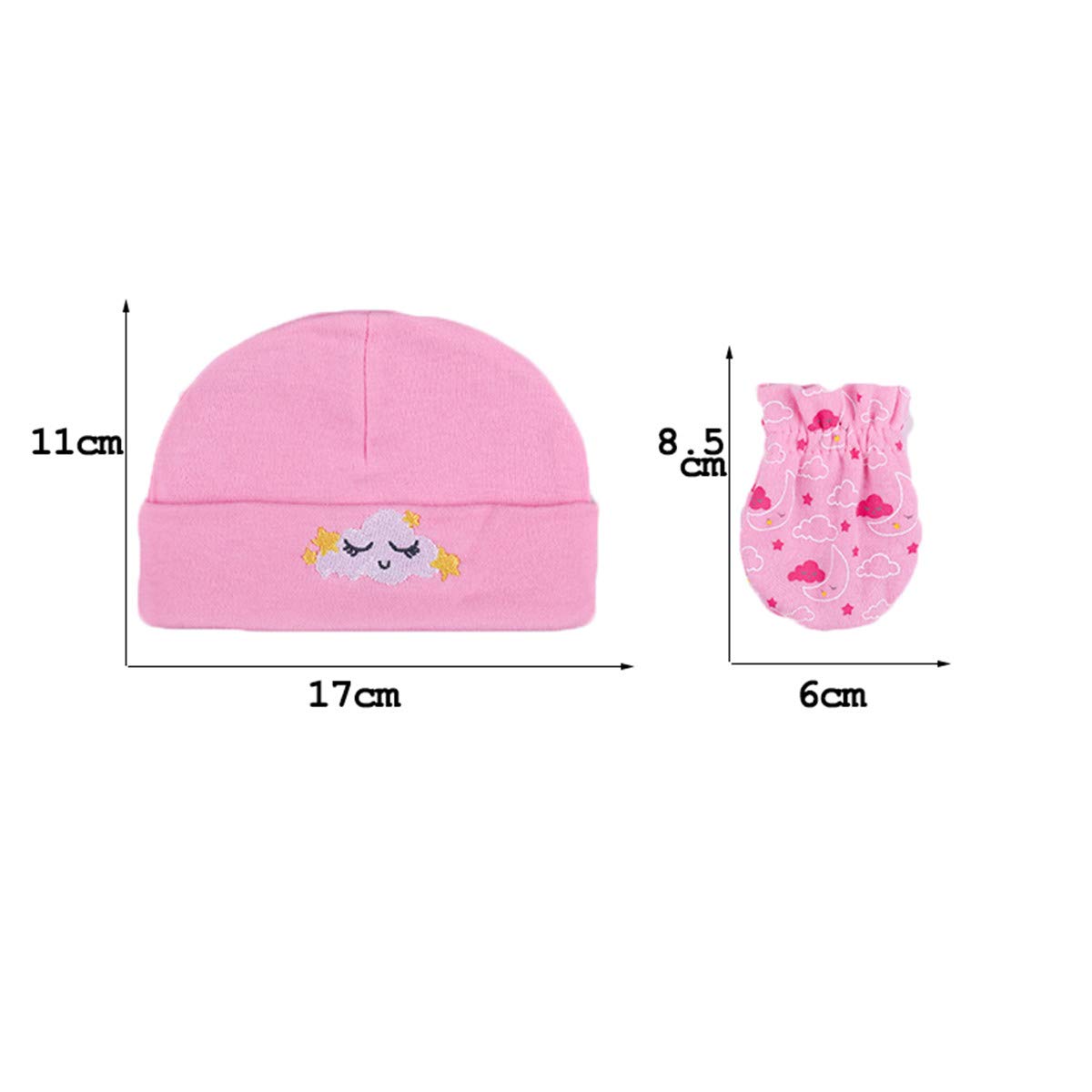 Kiddiezoom Newborn Baby Cap & Mitten Set - Soft Cotton Infant Hats & Mittens for 0-6 Months - Perfect for Hospital, Photo Shoots & Winter Protection