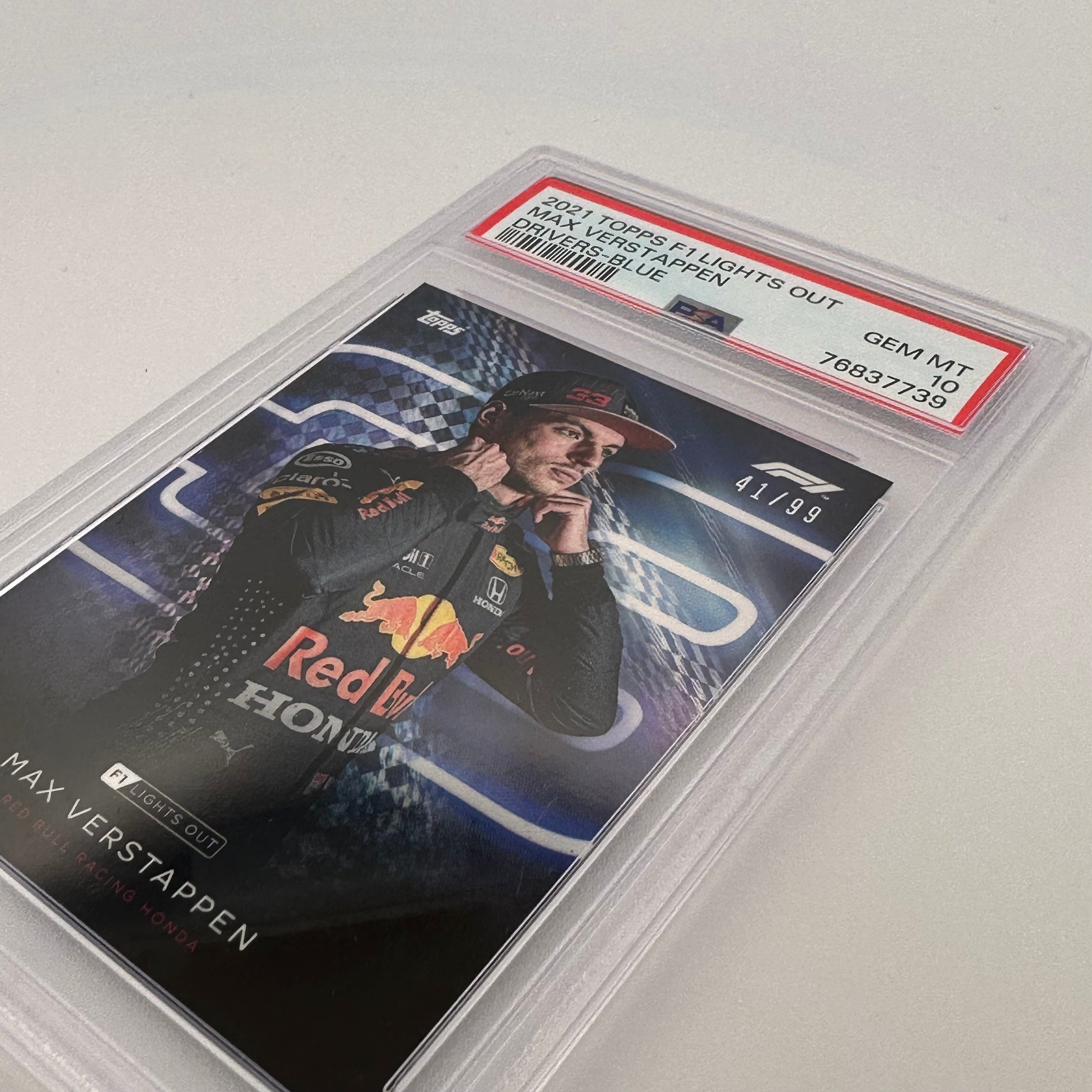 PSA 10 41/99 MAX VERSTAPPEN 2021 Formula 1 Drivers Blue Parallel Card - Rare Collectible for Sports Memorabilia & F1 Racing Fans