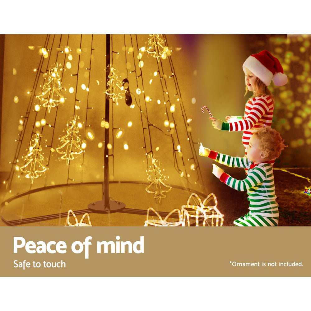 2.1M (7ft) Solar Powered Christmas Tree with 264 Warm White LED Lights - Perfect for Indoor & Outdoor Holiday Decorations