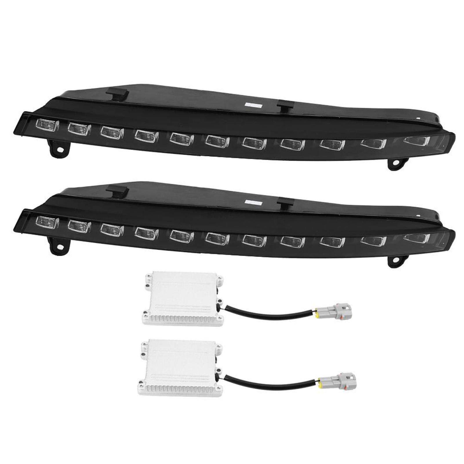 Ymiko DRL LED Headlight Turn Signal Tube Lights - 1 Pair 2-Color Daytime Running Lights & Fog Lamps for Audi Q7 2006-2009 - Enhance Visibility & Safety for Day & Night Driving