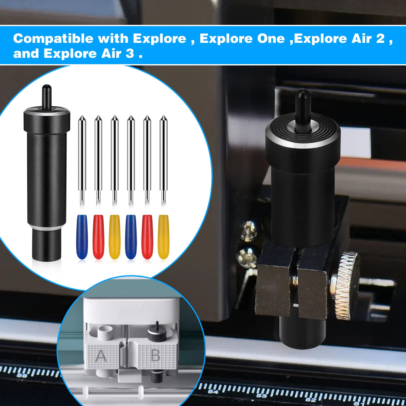 Zocipro 6Pcs Deep Cut Blades Set - 30/45/60 Degree Sharp Precision Blades for Cricut Maker 3, Air 3, Air 2, One, Explore 3 - Perfect for Cutting Foam, Chipboard, Leather & DIY Craft Projects