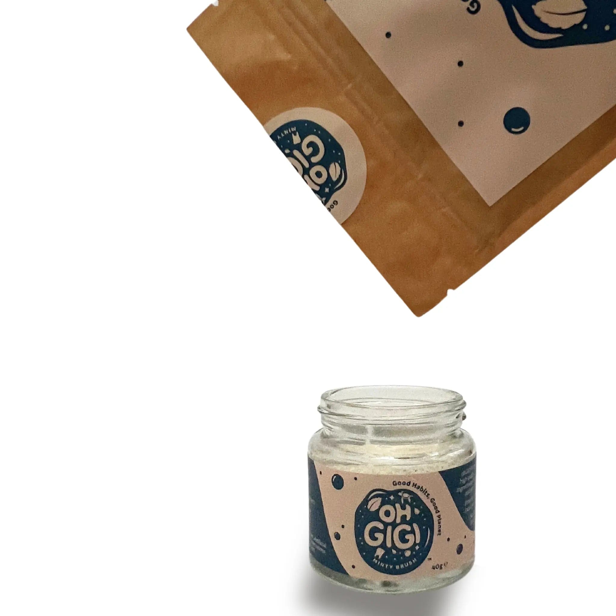 OhGiGi Organic Toothpowder - Natural Mint Flavor for Teeth Whitening & Fresh Breath | Eco-Friendly Dental Care for Home & Travel Use