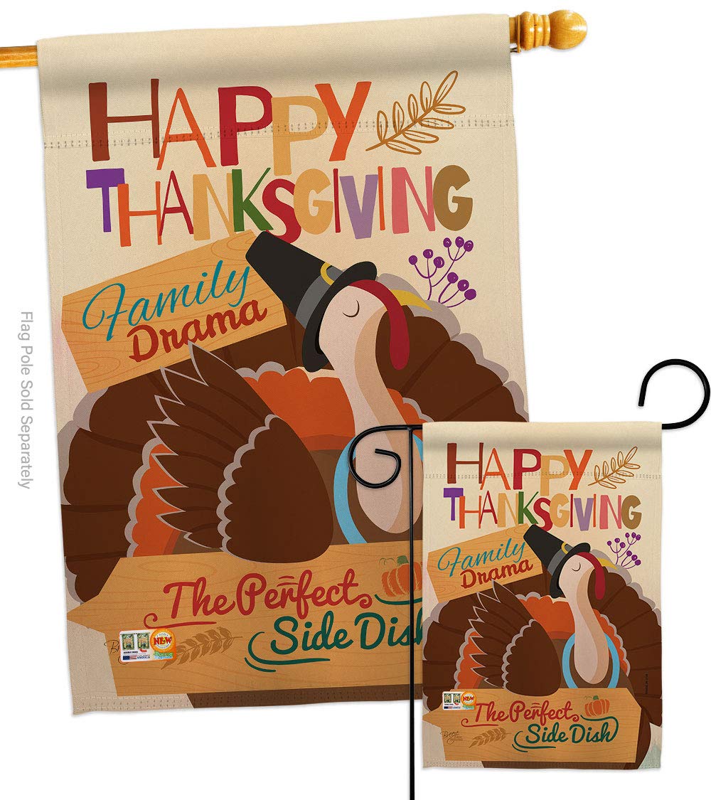 Breeze Decor S113058-BO Fall Thanksgiving Decorative Vertical Flags Set - Thick Fabric Large & Small Seasonal Banner for Home Porch, Yard, and Holiday Party Decorations