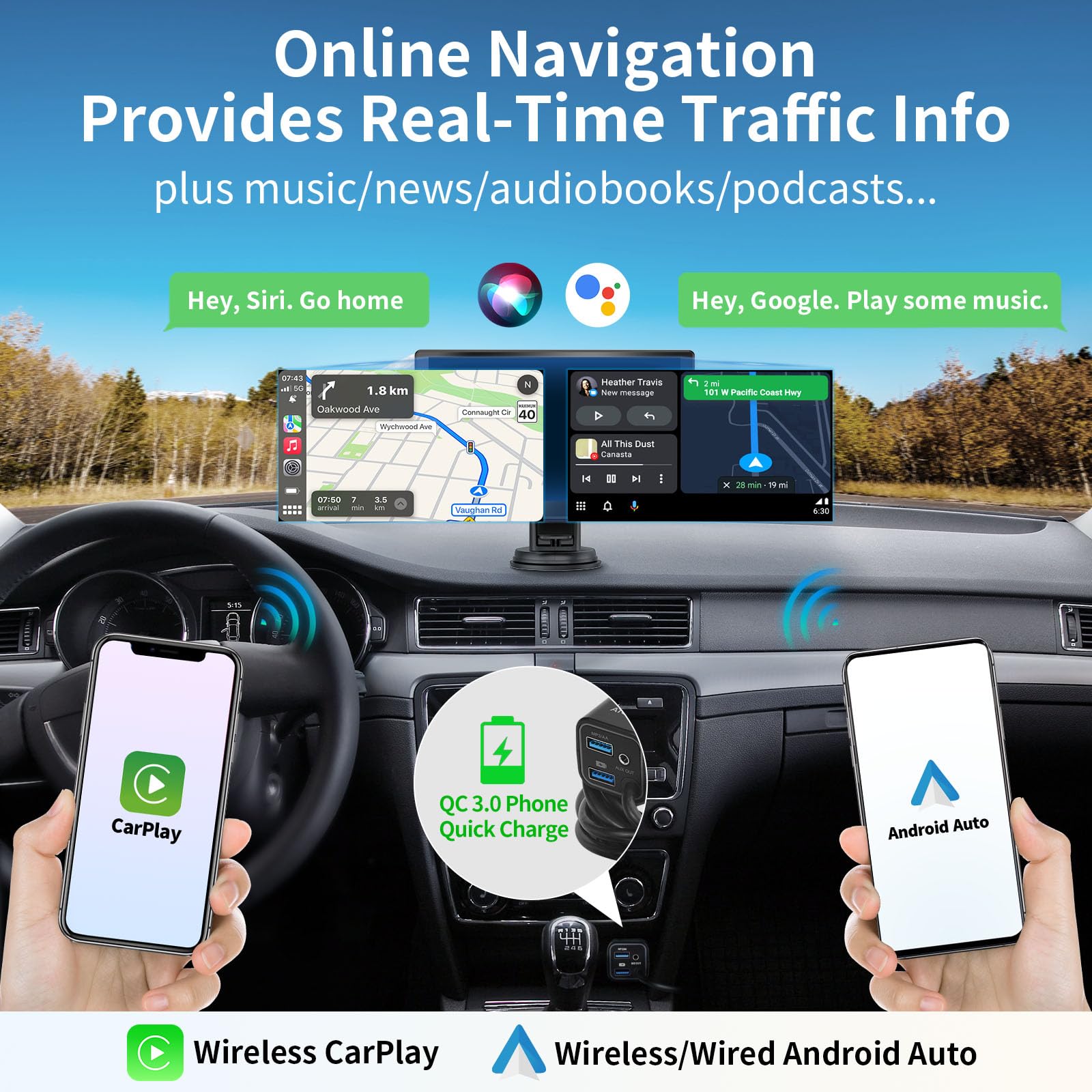 ATOTO P8 7-Inch Wireless CarPlay & Android Auto Car Stereo with QLED Touchscreen, HD 1080P Front/Rear Camera Input, WDR, Auto Dimmer, Bluetooth - Perfect for Road Trips & Daily Commuting
