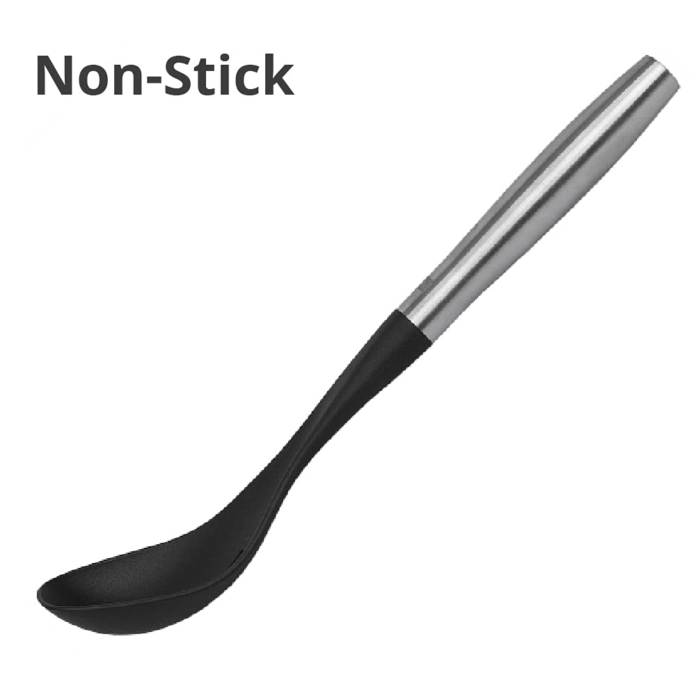 13” Slotted Spoon – Heat-Resistant Nylon Cooking Spoon for Nonstick Pans | Premium Kitchen Utensil Set | Dishwasher Safe Serving Spoon for Pasta, Soup & Salad (Black) – Ideal for Home Chefs & Restaurants
