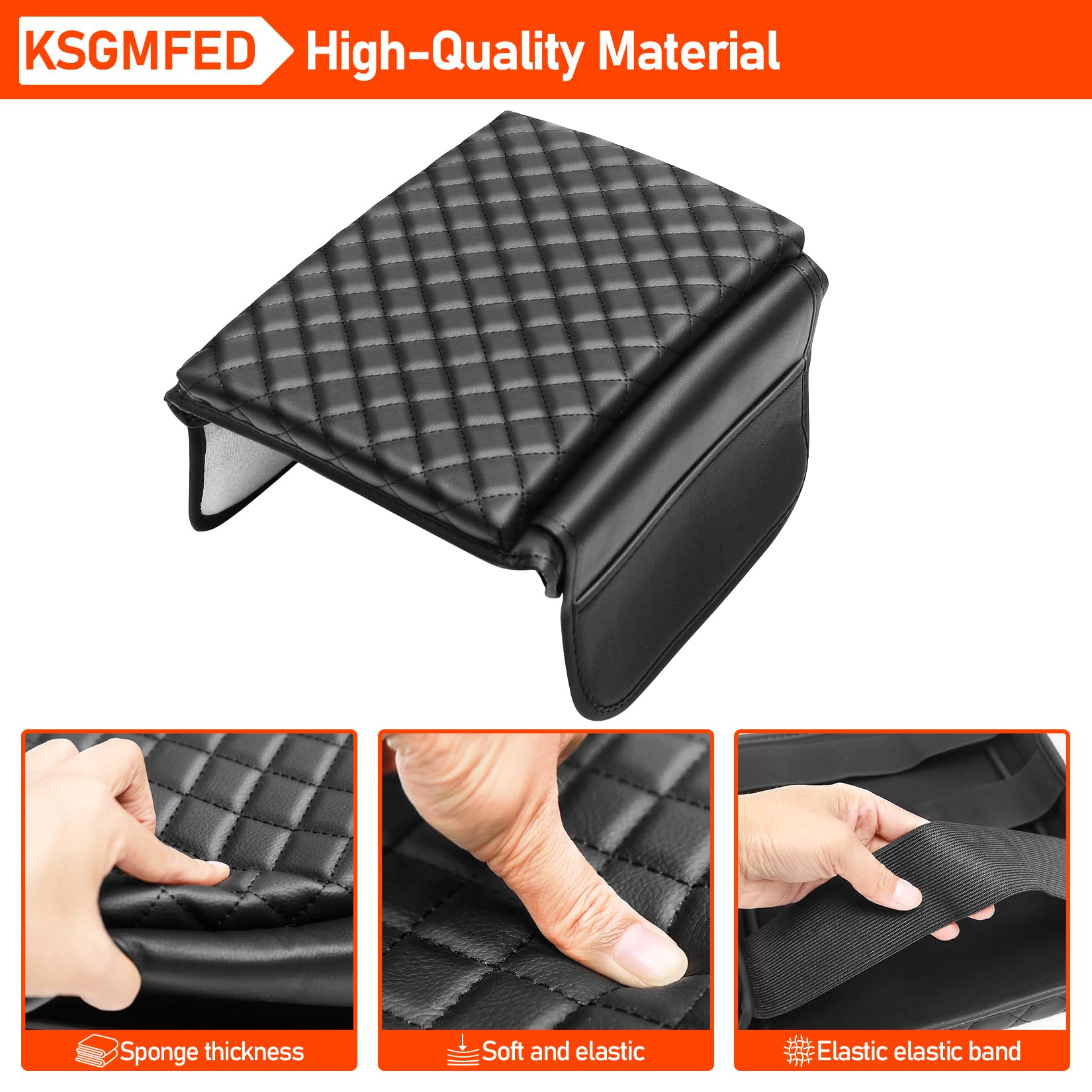 Premium Leather Console Armrest Cover with Side Pockets for Tesla Cybertruck 2023-2024 - Anti-Scratch Protector & Interior Accessory for Comfortable Driving Experience