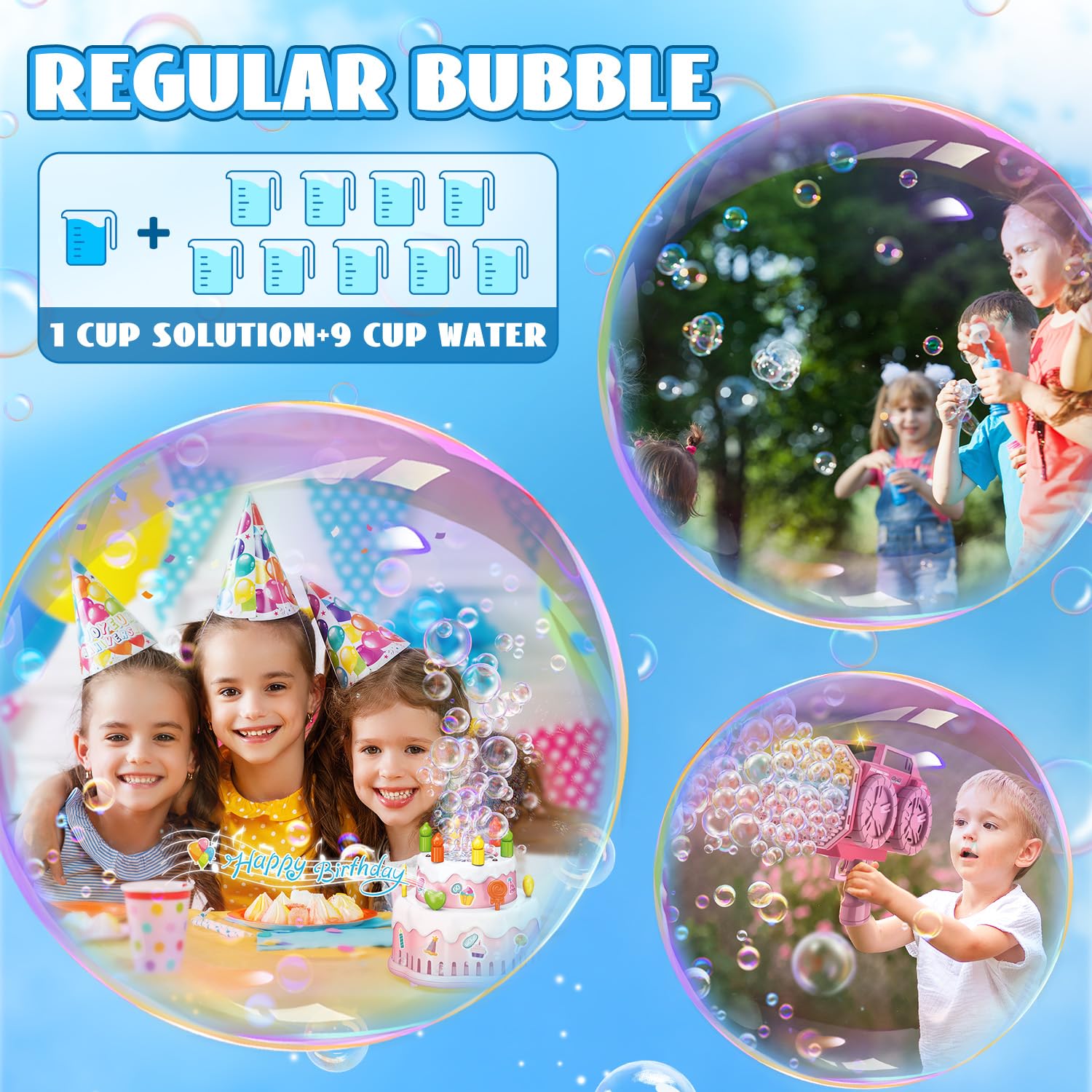 EagleStone Bubble Solution Refill 2x64oz - Concentrated for Bubble Machines & Wands - Outdoor Party & Kids Play