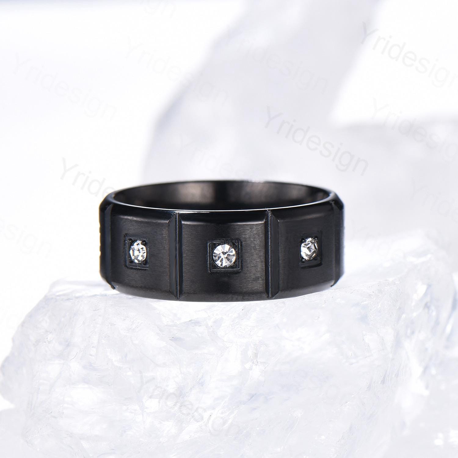 Black Gold Brushed Finish Moissanite Wedding Band for Men & Women - Stackable Anniversary Ring, Promise Gift for Couples - Perfect for Weddings, Engagements & Special Occasions