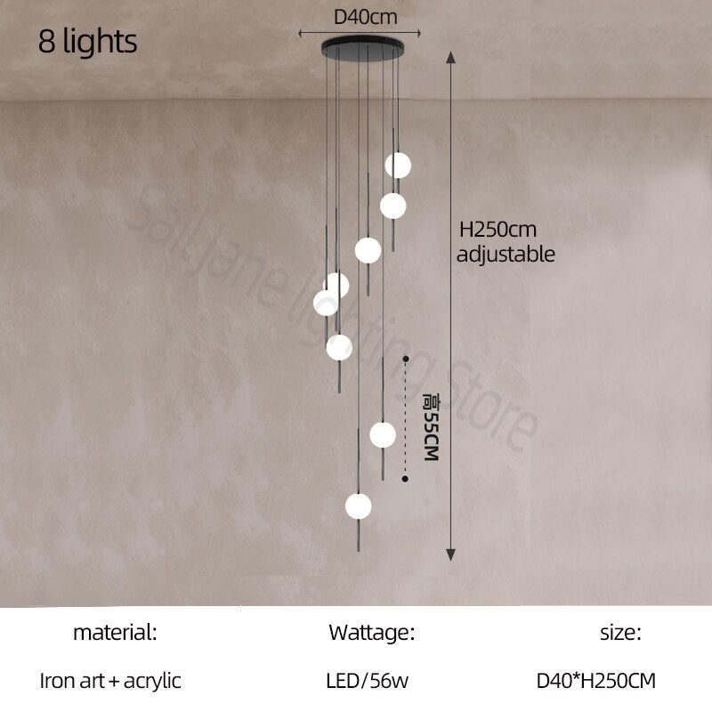 Elegant Long Line Glass Ball Chandelier - Modern Lighting Fixture for Dining Room, Living Room & Bedroom Decor