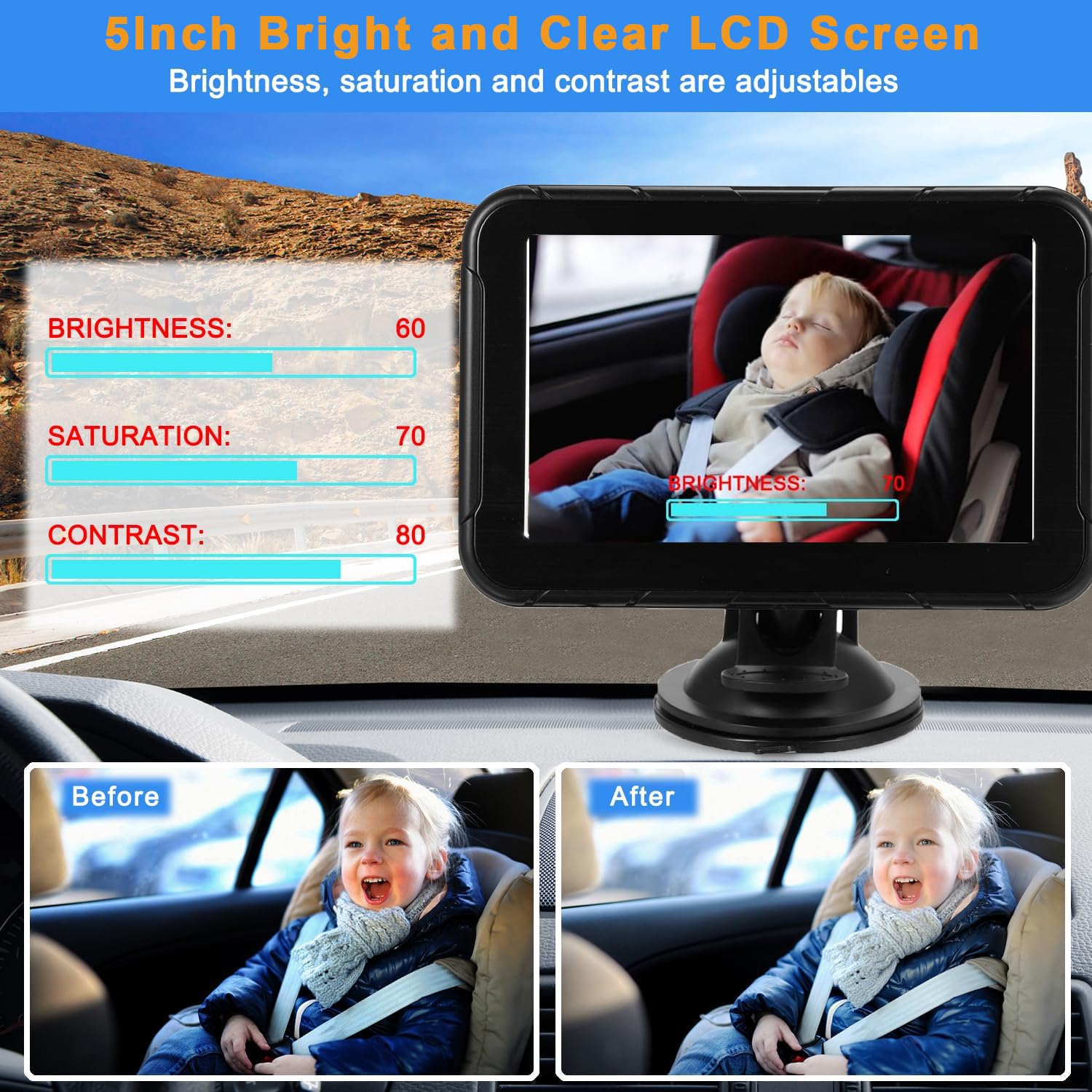 1080P HD Baby Car Camera with Night Vision & 5
