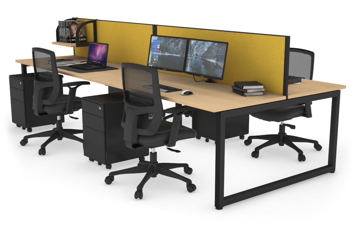 Quadro Loop Legs 4 Person Office Workstation Desk - 1800L x 700W - Modern Collaborative Workspace Solution for Team Projects & Office Meetings