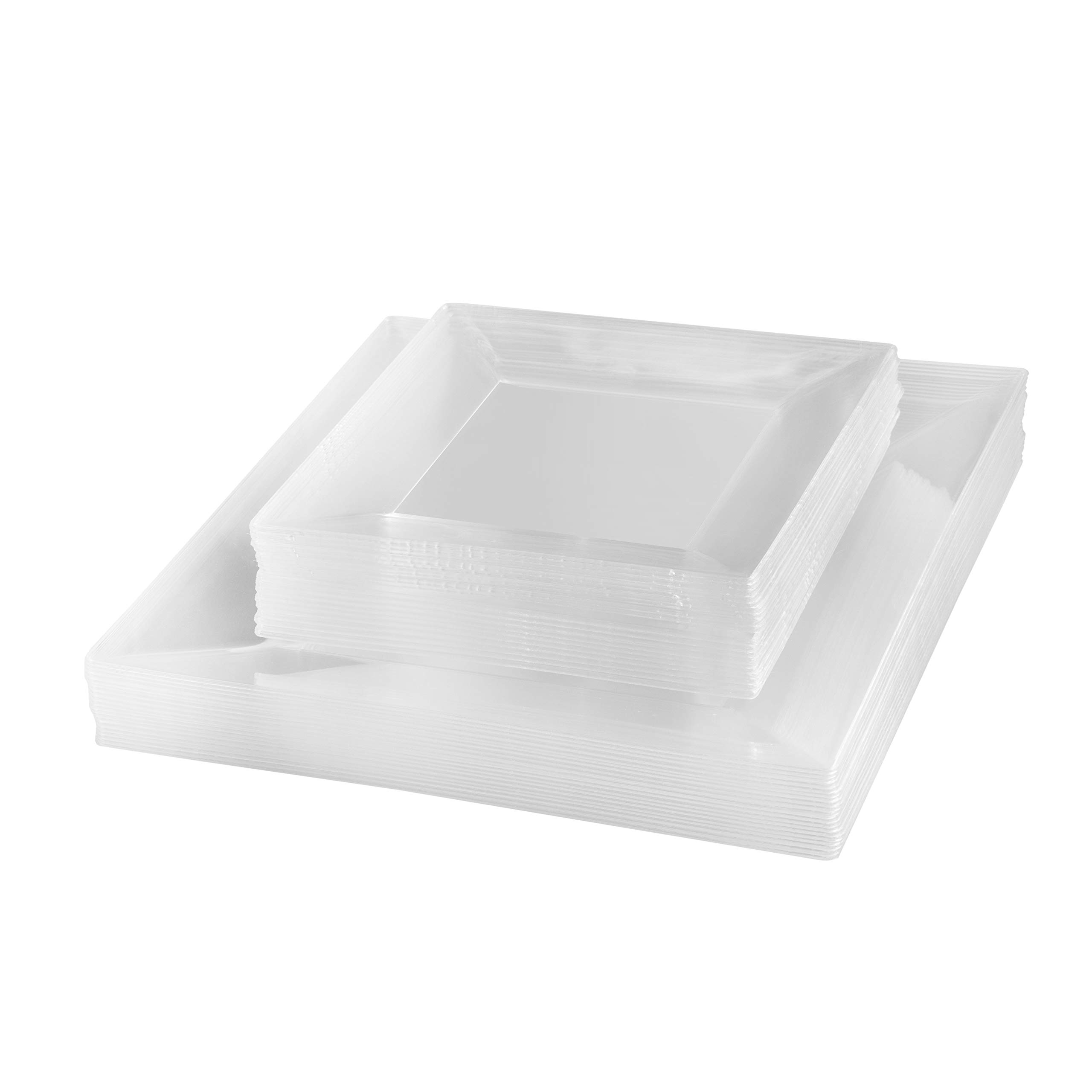 Clear Square Plastic Plates Disposable 40-Pack for Wedding, Party, Picnic - 20 9.5