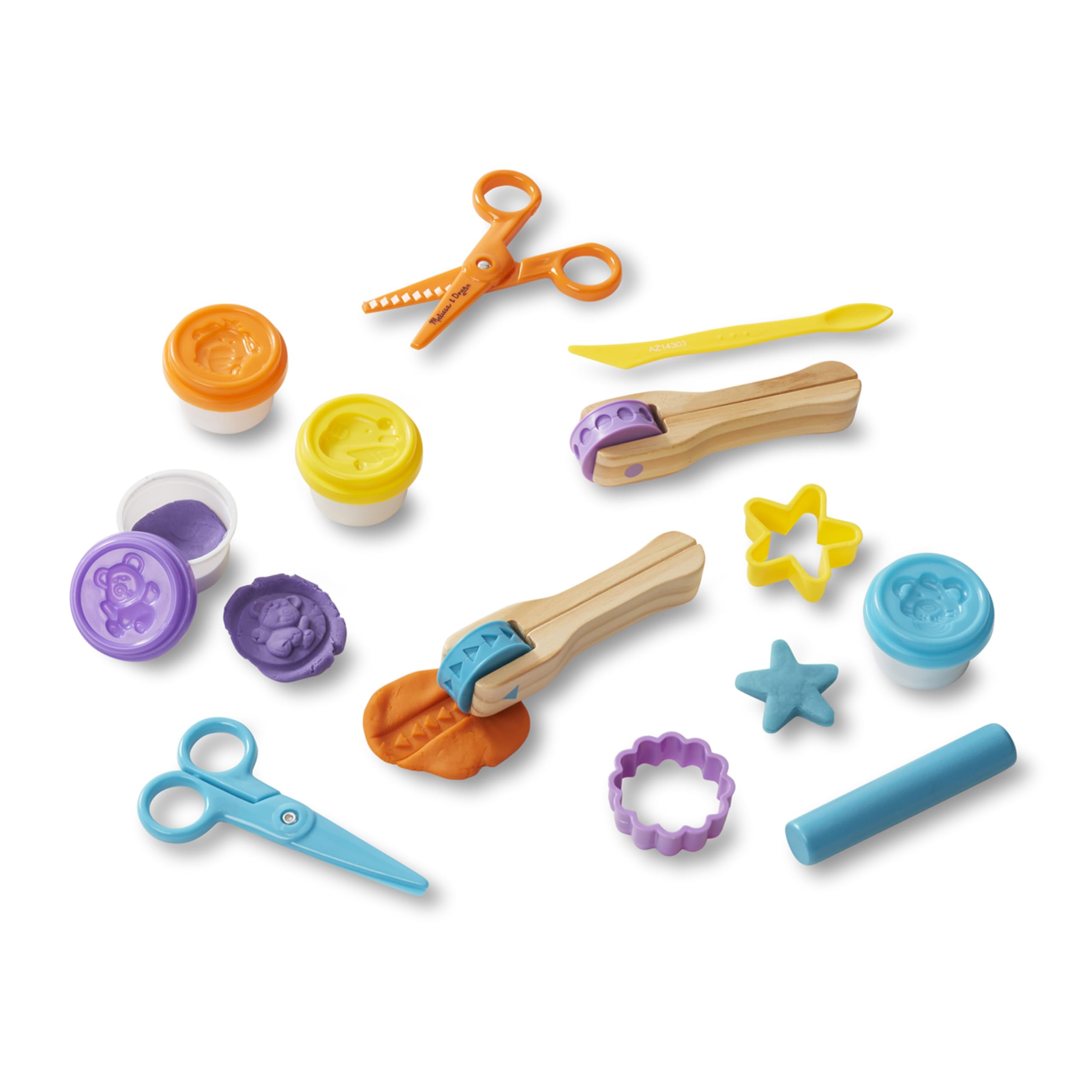 Melissa & Doug Modeling Dough Kit for Kids Ages 3+ - 8 Tools & 4 Colors of Play Dough with Cutters, Rollers & Stampers | Creative Arts & Crafts Activity for Preschoolers | Perfect for Birthday Gifts & Classroom Playtime