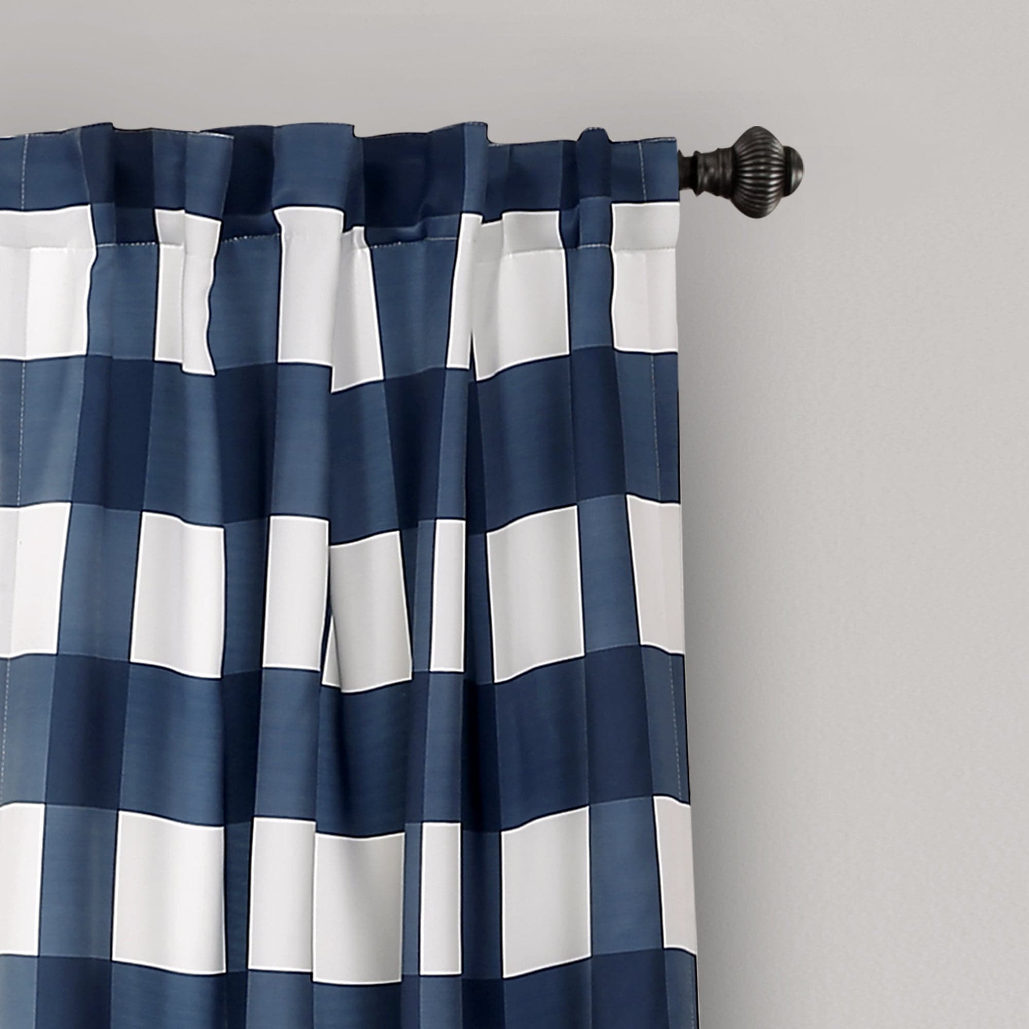 Kelly Checker Light Filtering Window Curtain Panel Set - Blackout Sheer Drapes for Living Room, Bedroom & Office - Soft Textured Fabric with Modern Checkerboard Design