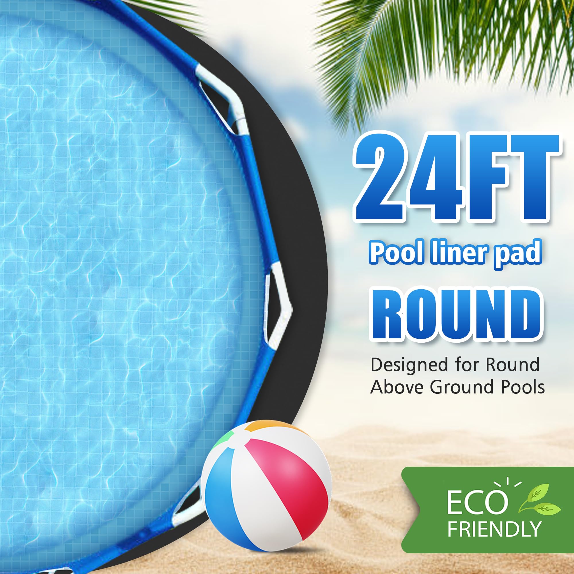 24-Foot Round Pool Pads for Above Ground Pools - Heavy Duty Geotextile Fabric Under Liner Mat, Puncture & Tear Resistant Ground Cover - Extends Pool Liner Life (Black, Fits 12-24FT Pools) - Perfect for Backyard, Inflatable & Metal Frame Pools