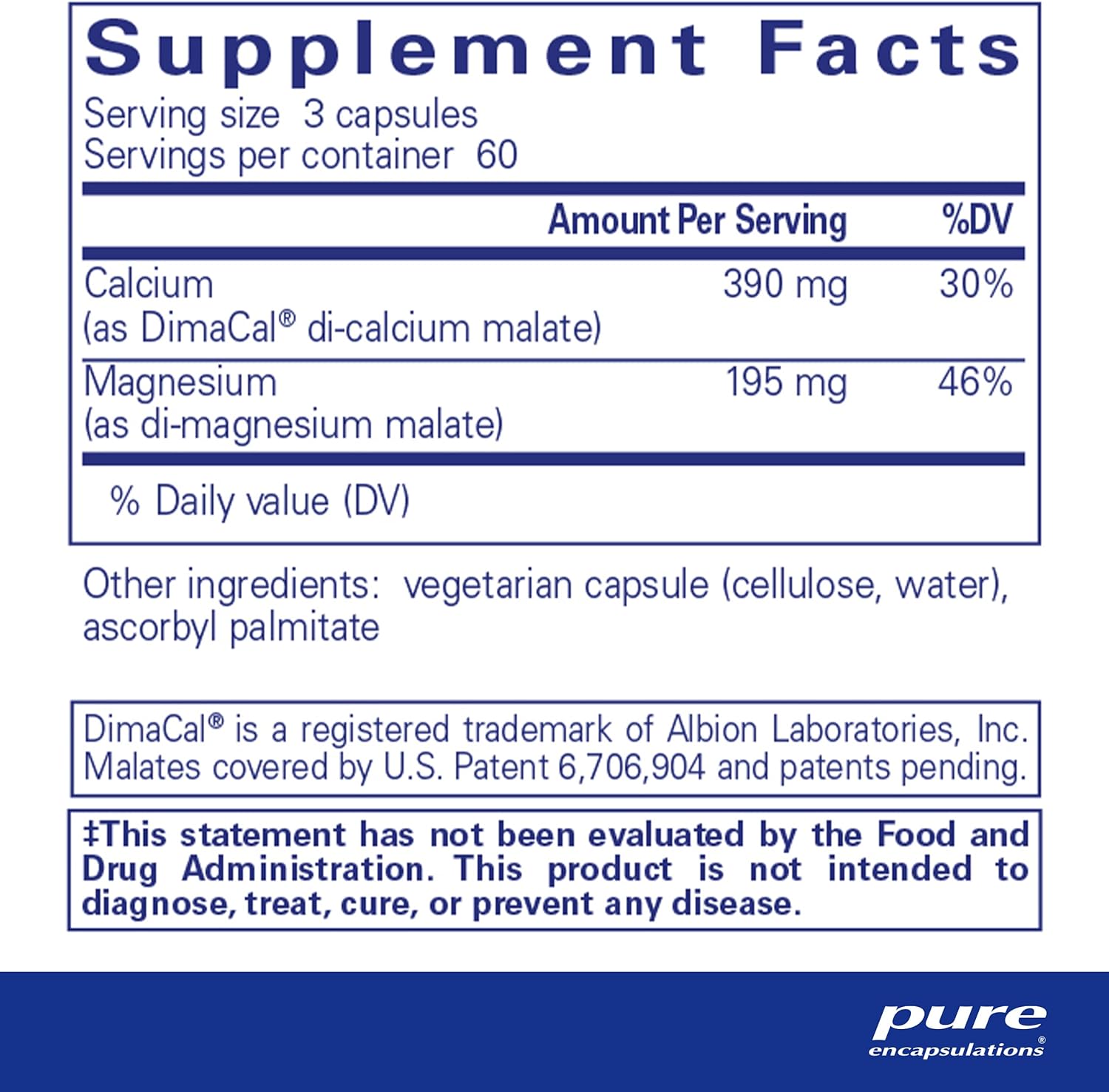 Pure Encapsulations Calcium Magnesium Malate 2:1 Ratio - 180 Capsules - Bone & Muscle Support Supplement - for Joint Health & Better Sleep