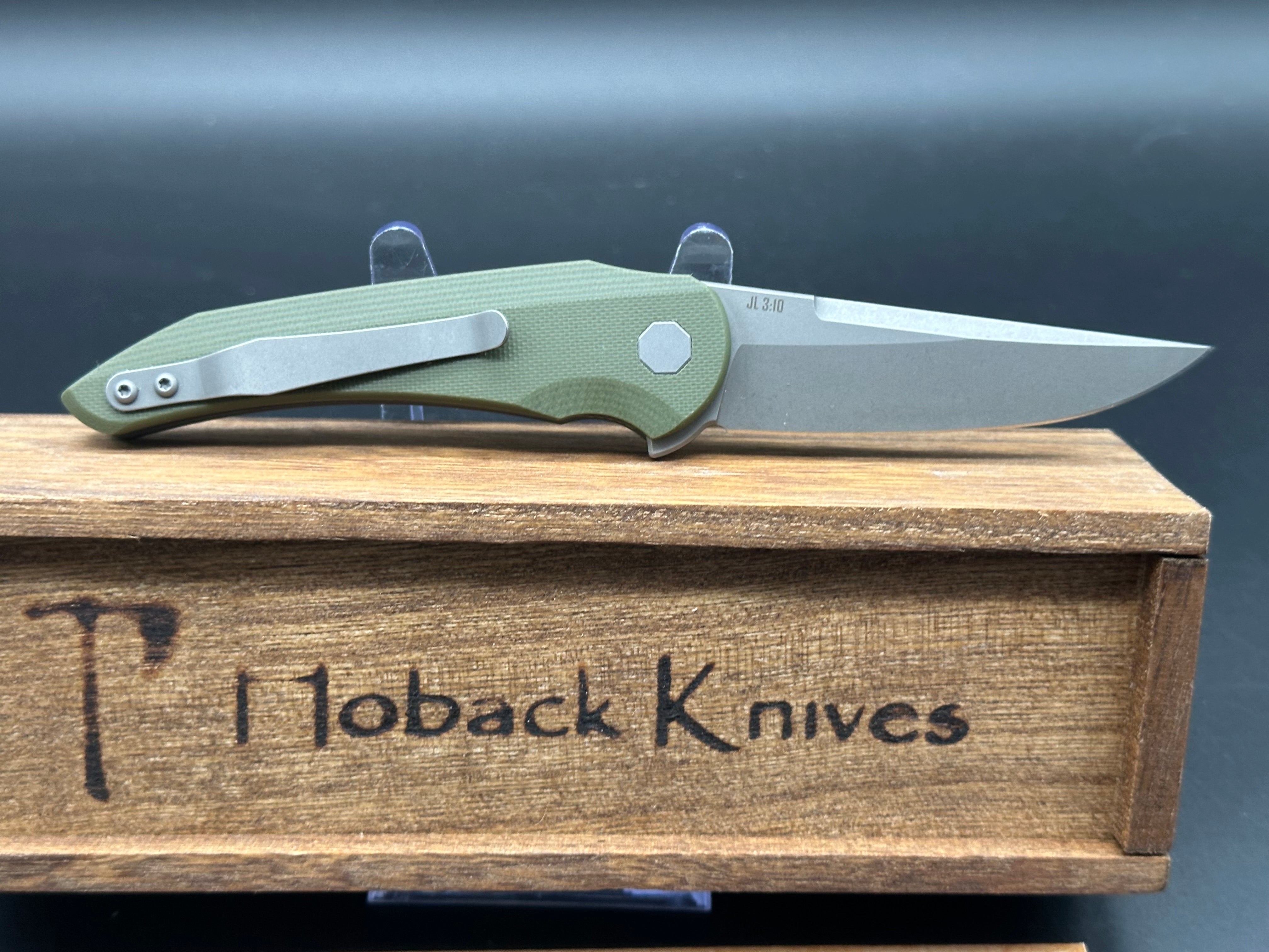 Hoback Enoch Liner Lock Folding Pocket Knife - OD Green G10 Handle, 3.1