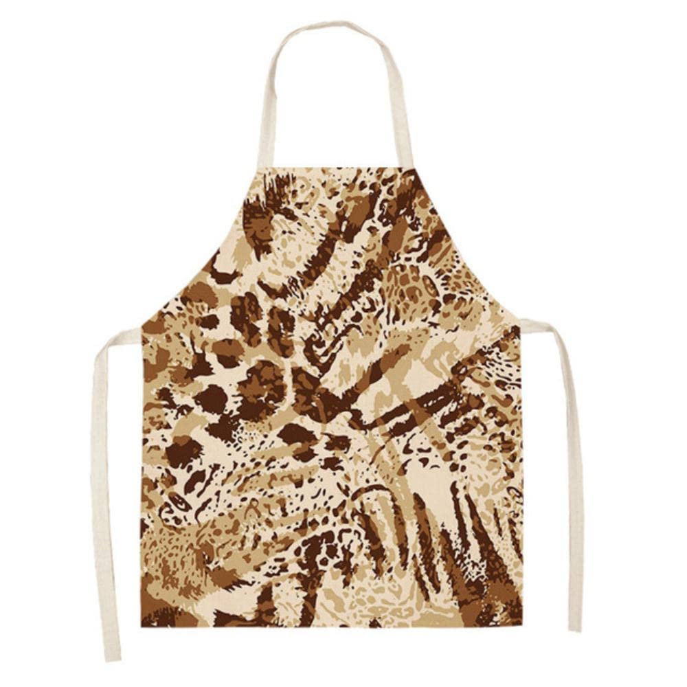 2Pcs Leopard Print Kitchen Aprons for Women & Men - Adjustable Bib Apron Set for Cooking, Baking, BBQ & Home Cleaning