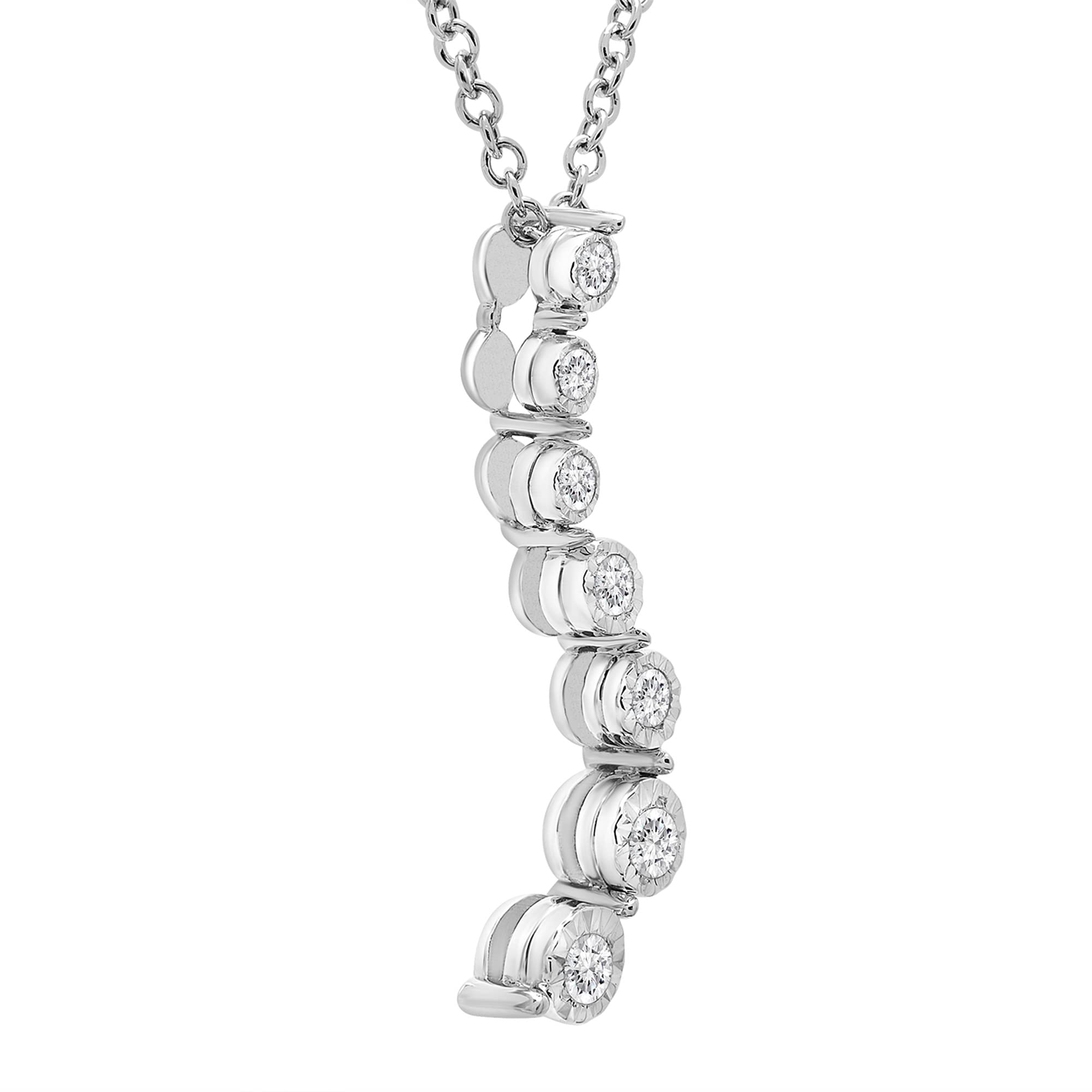 1/10 CT Sterling Silver Diamond Pendant Necklace for Women - 18