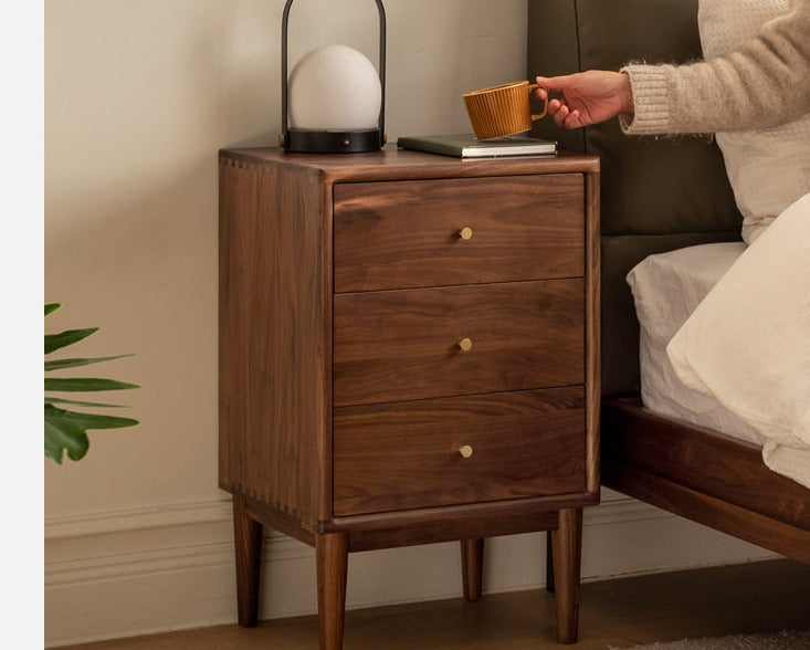 Premium Black Walnut Solid Wood Nightstand - Handcrafted Bedside Table with Drawer | Perfect for Bedroom, Living Room & Guest Room Decor