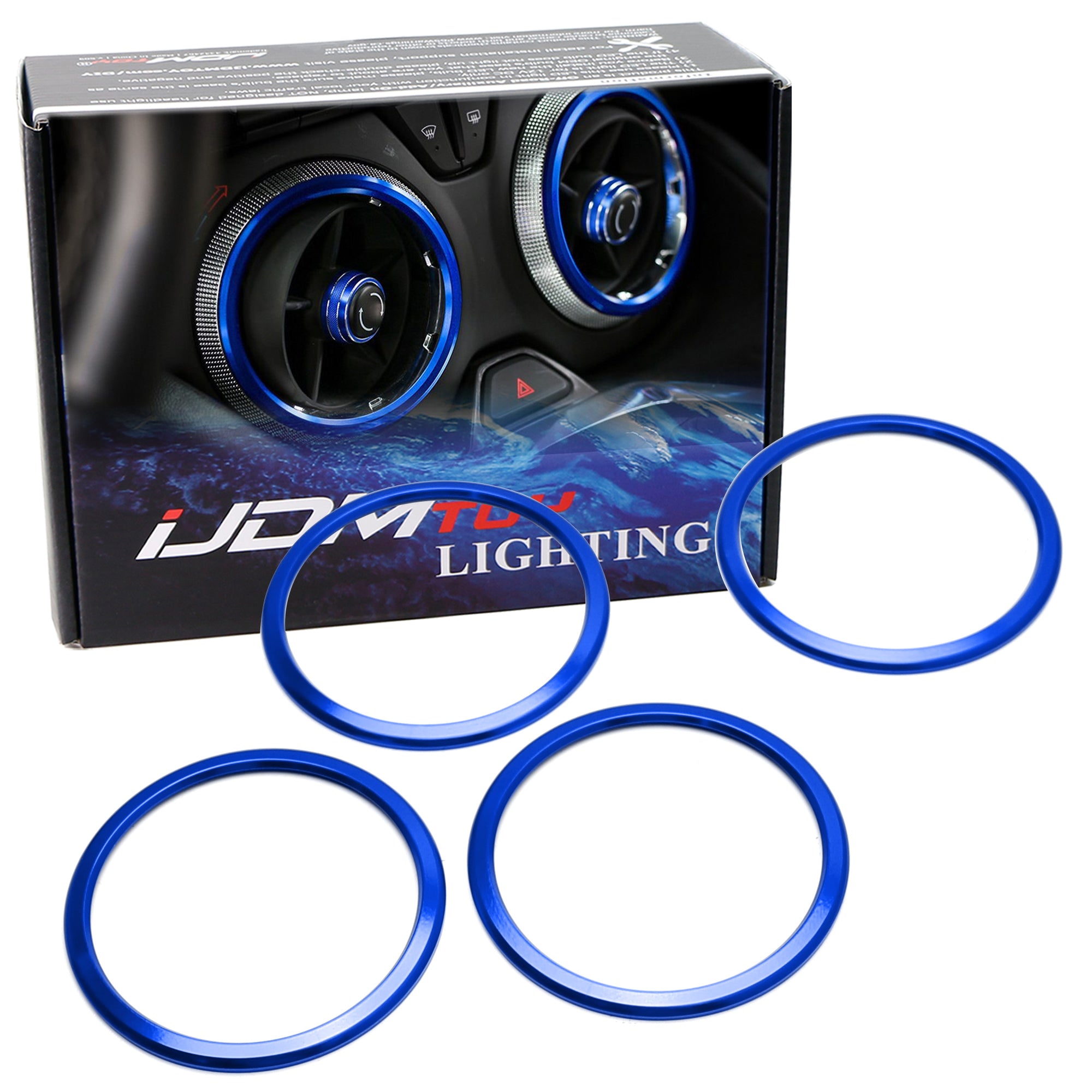 4 Pack Blue Air Conditioner Vent Outer Ring Trims for 2016+ Chevy Camaro - Stylish AC Vent Decor & Upgrade for Car Interior Customization