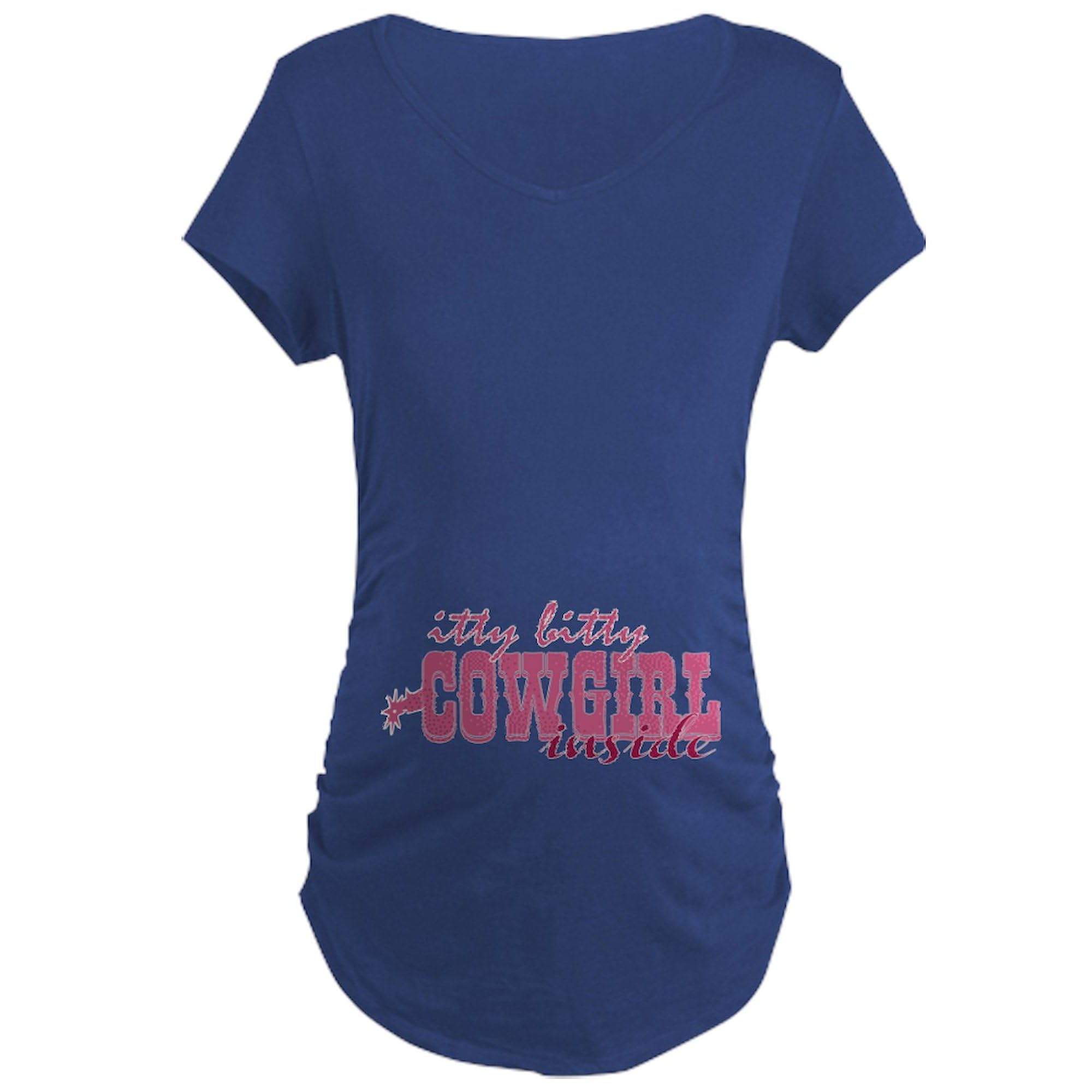 Cowgirl Inside Maternity T-Shirt for Women - Ruched Side Dark Tee for Pregnancy Comfort | Perfect for Casual Wear, Baby Showers & Maternity Photos