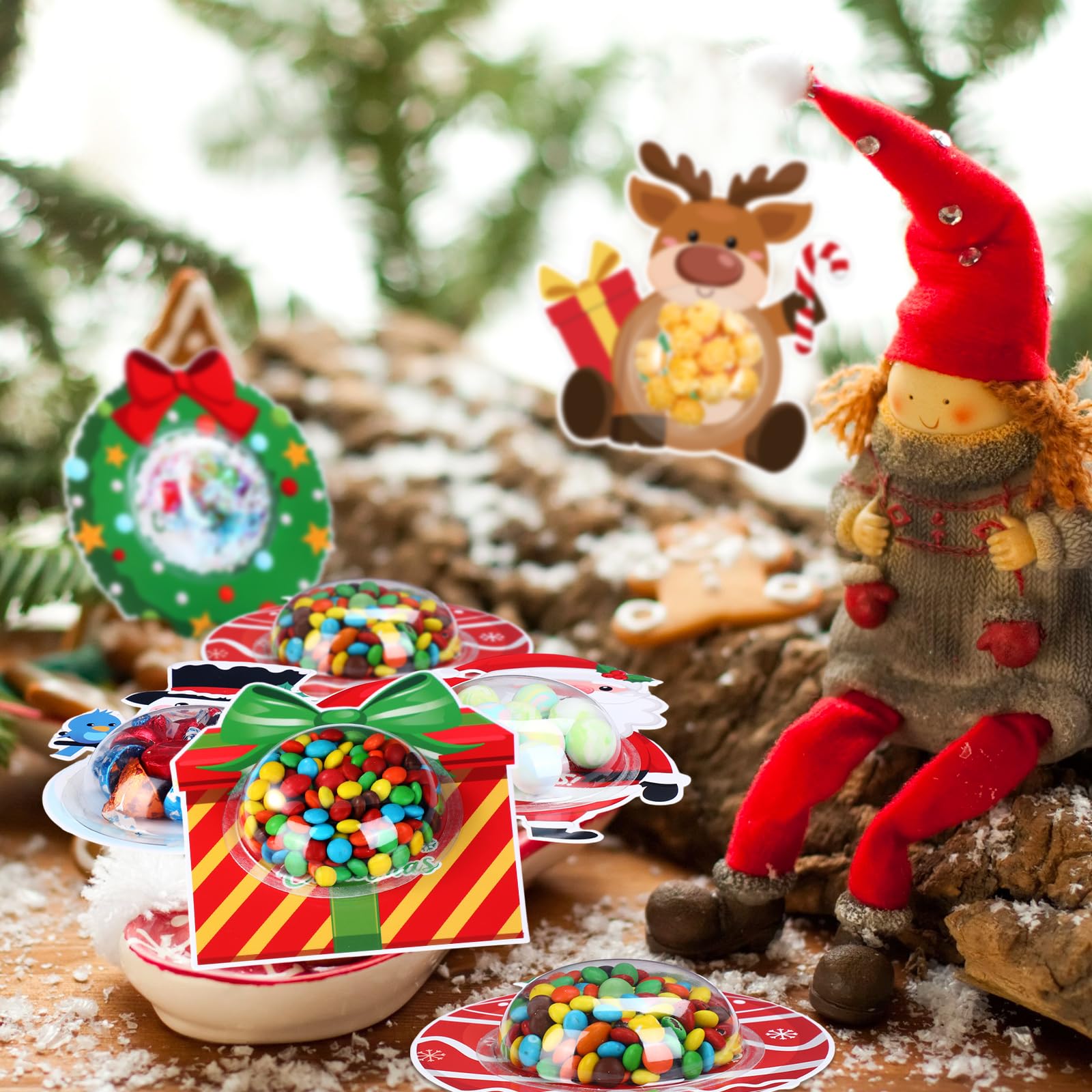 Pasimy 36 Pack Christmas Candy Cards with Clear Dome Shaker - Holiday Greeting Cards with Candy Treats & Chocolate Holder for Family Gatherings, Winter Parties & Xmas Favors (Santa Theme) - Perfect for Gift Exchanges, Classroom Treats & Office Holiday Events