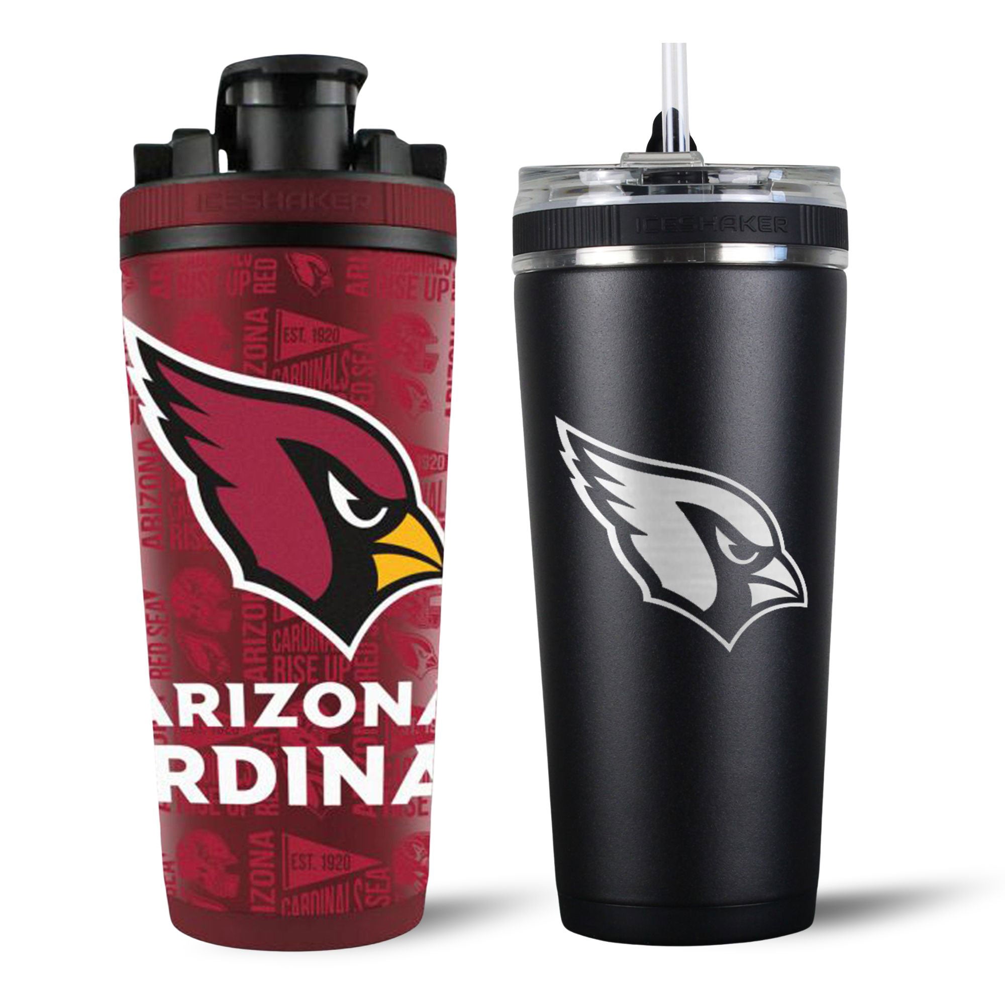 Arizona Cardinals 4D Shaker & Flex Bottle Bundle - NFL Team Sports Water Bottle for Gym, Workouts, and Outdoor Activities