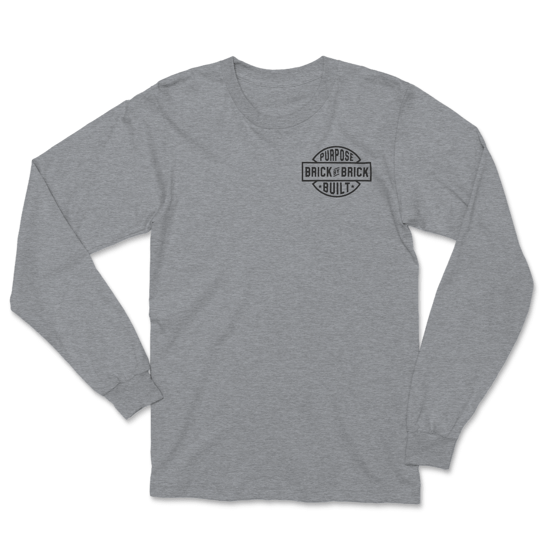 Brick By Brick Long Sleeve T-Shirt for Men & Women - Comfortable Ash Gray Casual Shirt - Perfect for Everyday Wear, Outdoor Activities & Layering