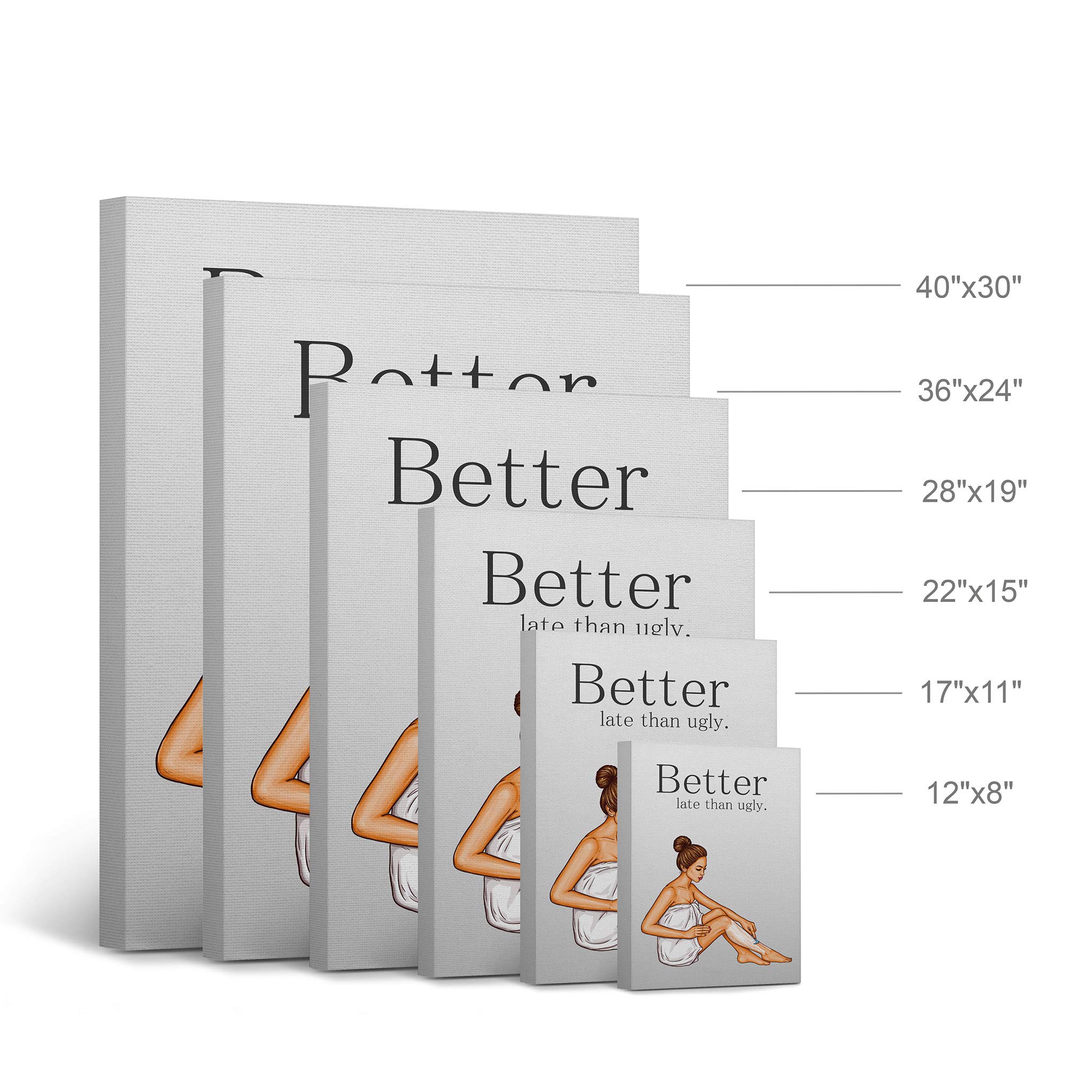 Funny Bathroom Wall Art - 'Better Late Than Ugly' Canvas Print for Kids & Nursery Decor | Ready to Hang 36x24 | Made in USA | Perfect for Bathroom, Playroom & Home Decoration
