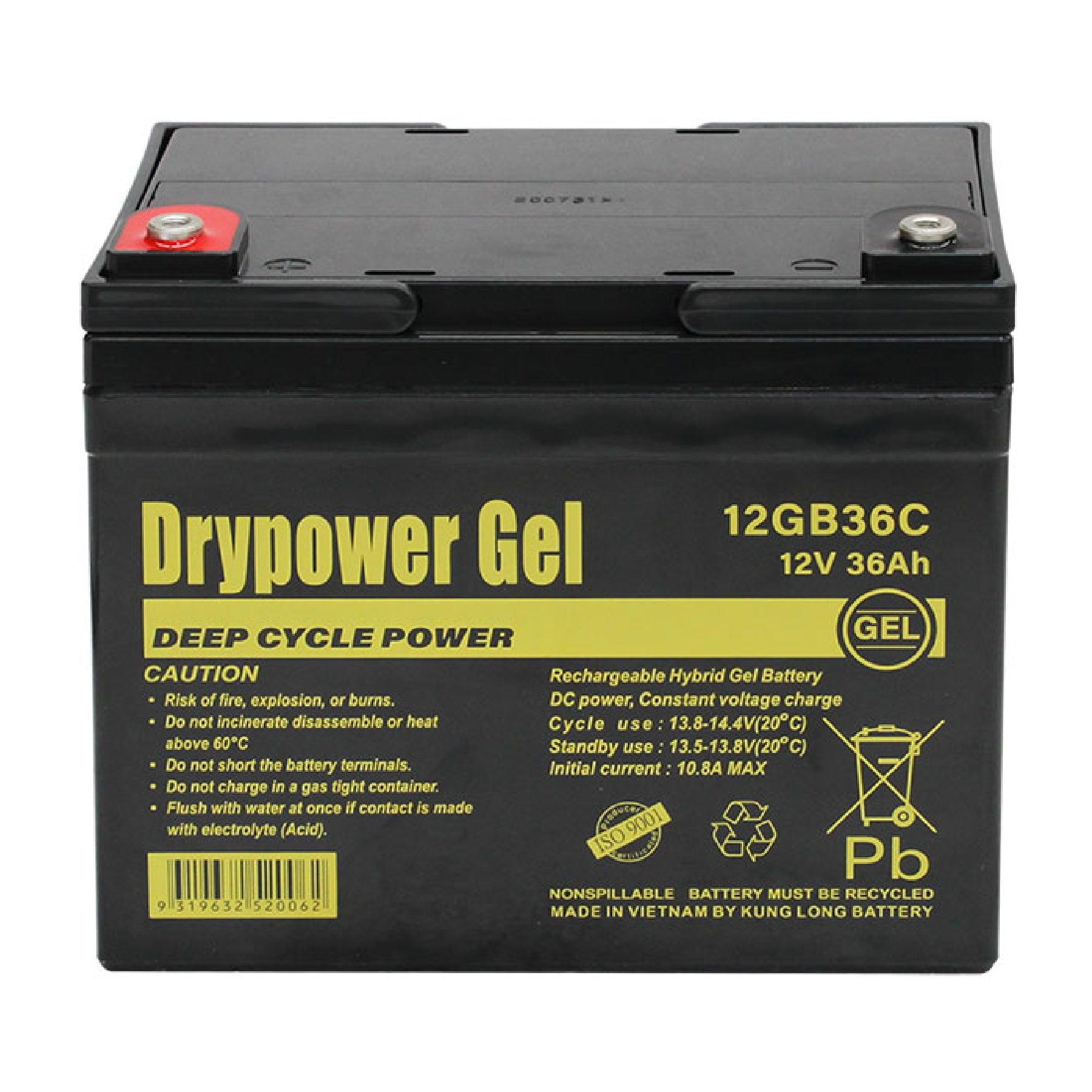 Drypower 12V Sealed Lead Acid Hybrid Gel Deep Cycle Battery - Rechargeable Power for Solar Systems, Marine, RV, and Off-Grid Applications