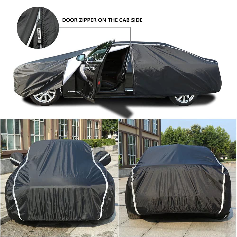 Waterproof All-Weather Car Cover with Zipper Door - Universal Fit for Hatchback (160