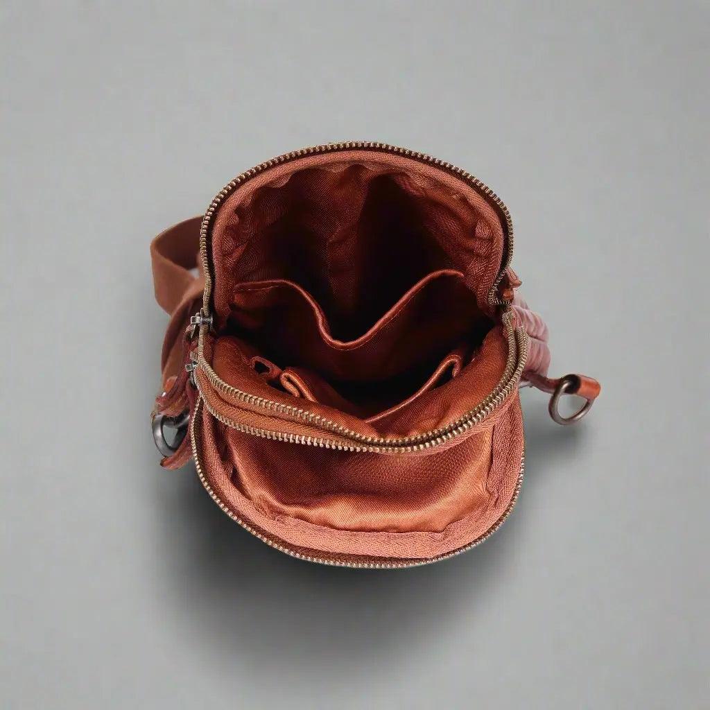 Premium MET Leather Crossbody Chest Bag & Backpack - Dual Zipper Pockets for Secure Storage - Perfect for Travel, Hiking, and Everyday Use