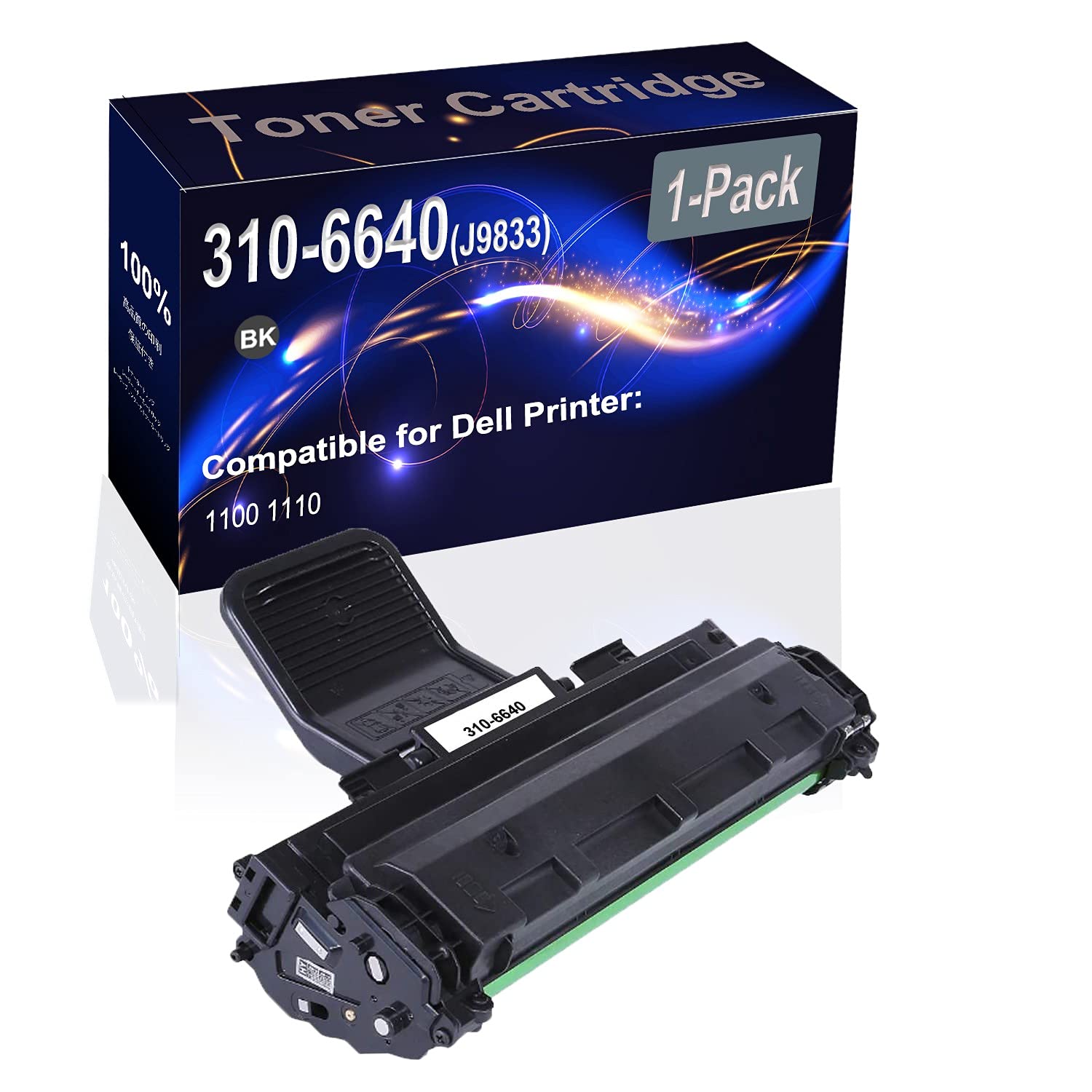 High Capacity Black Laser Printer Cartridge - 1-Pack Replacement for Dell 310-6640 & J9833 (Compatible with 1100/1110 Models) - Perfect for Home Office Printing & Document Scanning
