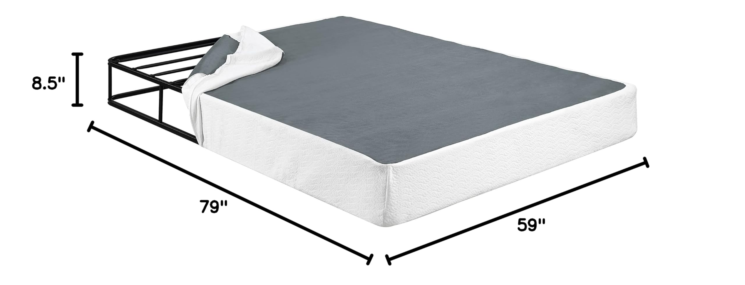 Lexicon Linden Mattress Foundation - Queen Size Bed Frame with Strong Support, White Wooden Slats - Perfect for Bedroom, Guest Room & Dormitory Furniture