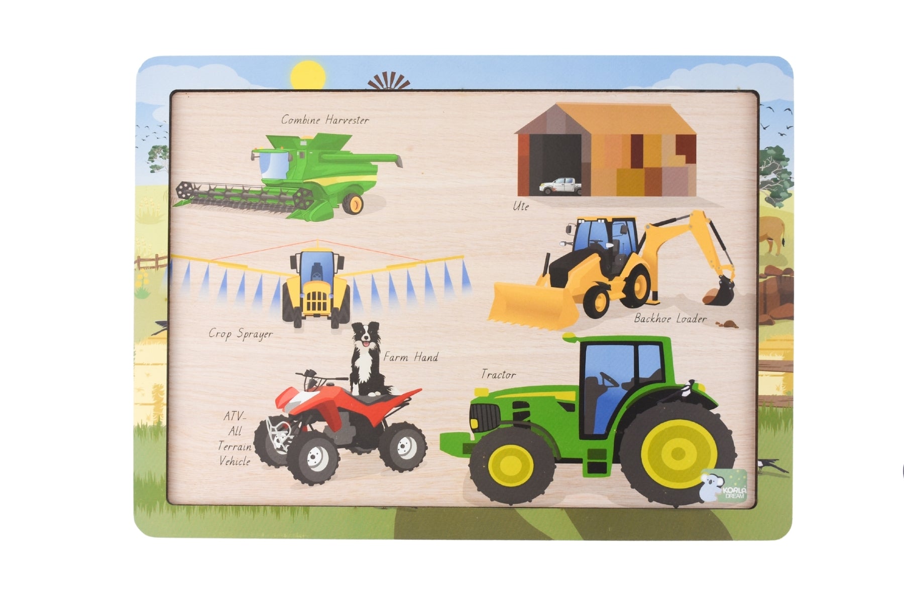 24-Piece Wooden Farm Vehicles Puzzle Board for Kids - Educational Toy for Toddlers & Preschoolers - Perfect for Learning, Playtime & Travel Activities