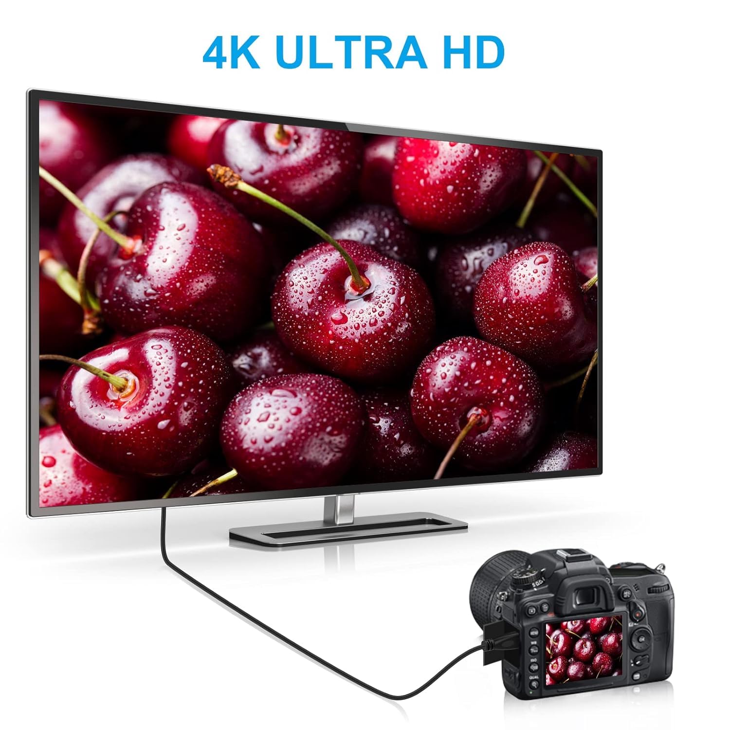 XIKKART Mini HDMI to HDMI Cable 1.5m - High Speed 4K HDMI Cable Male to Male for Monitor, TV, Laptop, Projector, DSLR Camera - Perfect for Home Theater, Gaming & Office Presentations