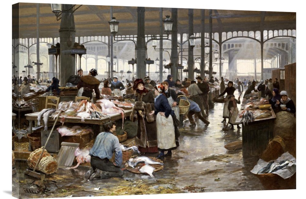 Victor Gilbert 'The Fish Hall at The Central Market' Gallery Wrap Giclee Canvas Wall Art Print - Premium Home & Office Decor for Living Room, Bedroom, Dining Area