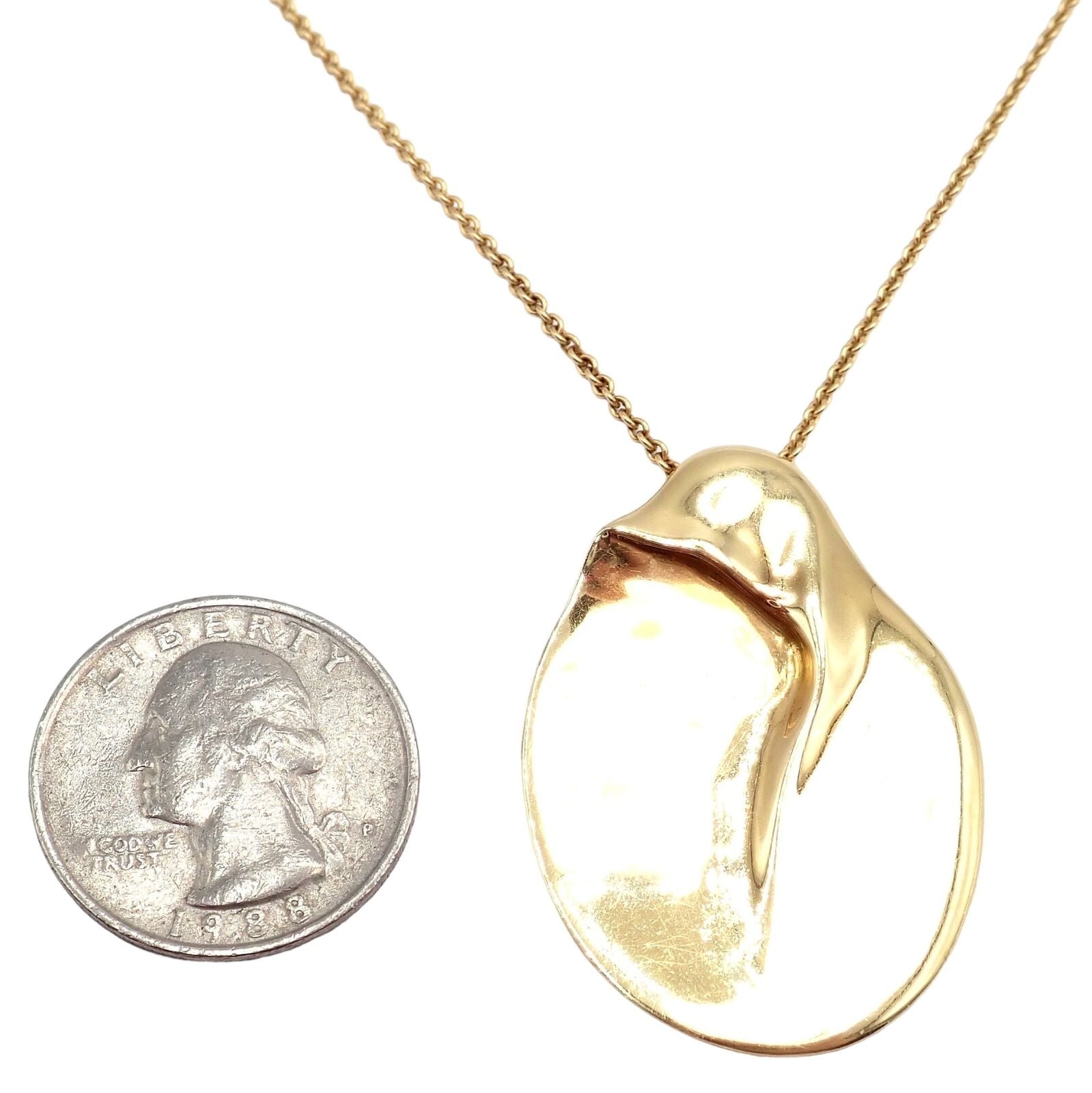 Tiffany & Co Peretti 18k Yellow Gold Madonna Pendant Necklace - Extra Large 30mm - Elegant Jewelry Gift for Women - Perfect for Weddings, Anniversaries & Special Occasions