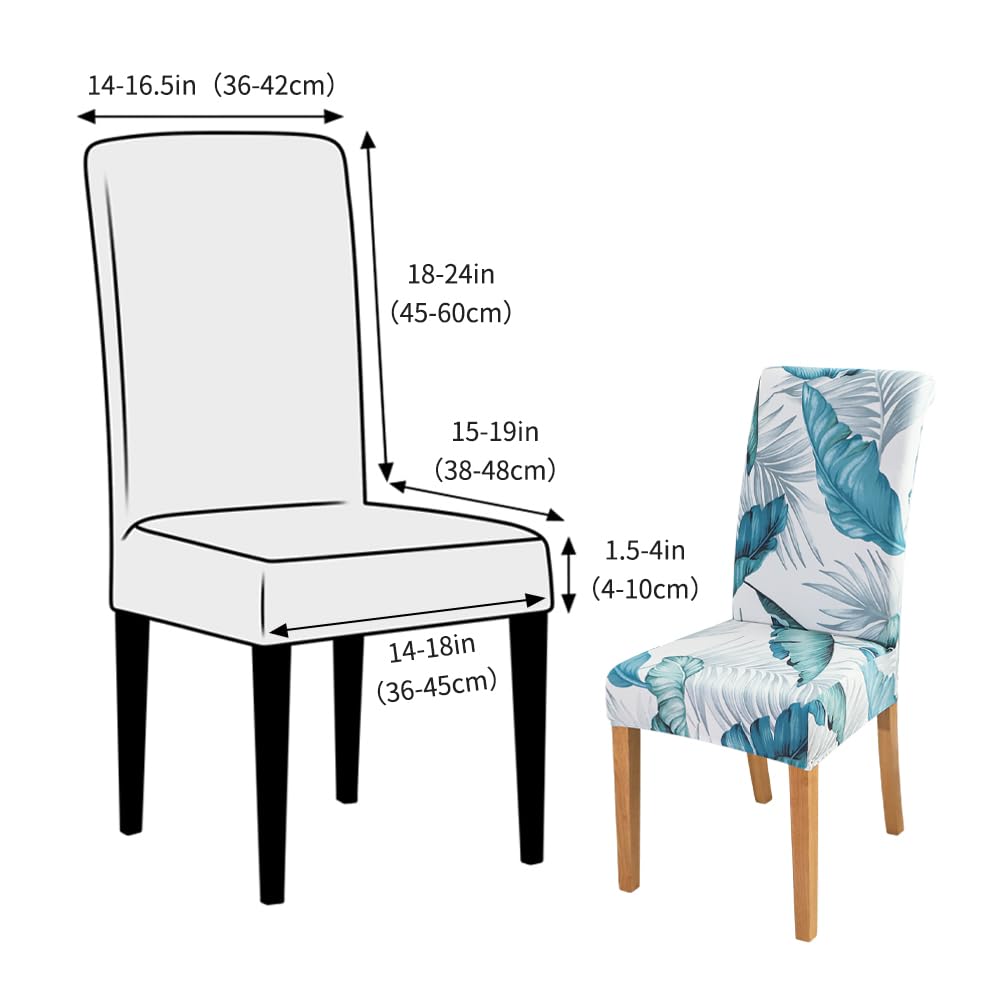 FORCHEER Stretch Dining Chair Covers Set of 4 - Blue Floral Pattern Washable Slipcovers for Kitchen, Parsons & Dining Room Chairs | Perfect for Home Decor, Parties & Protecting Furniture (Pack of 4)