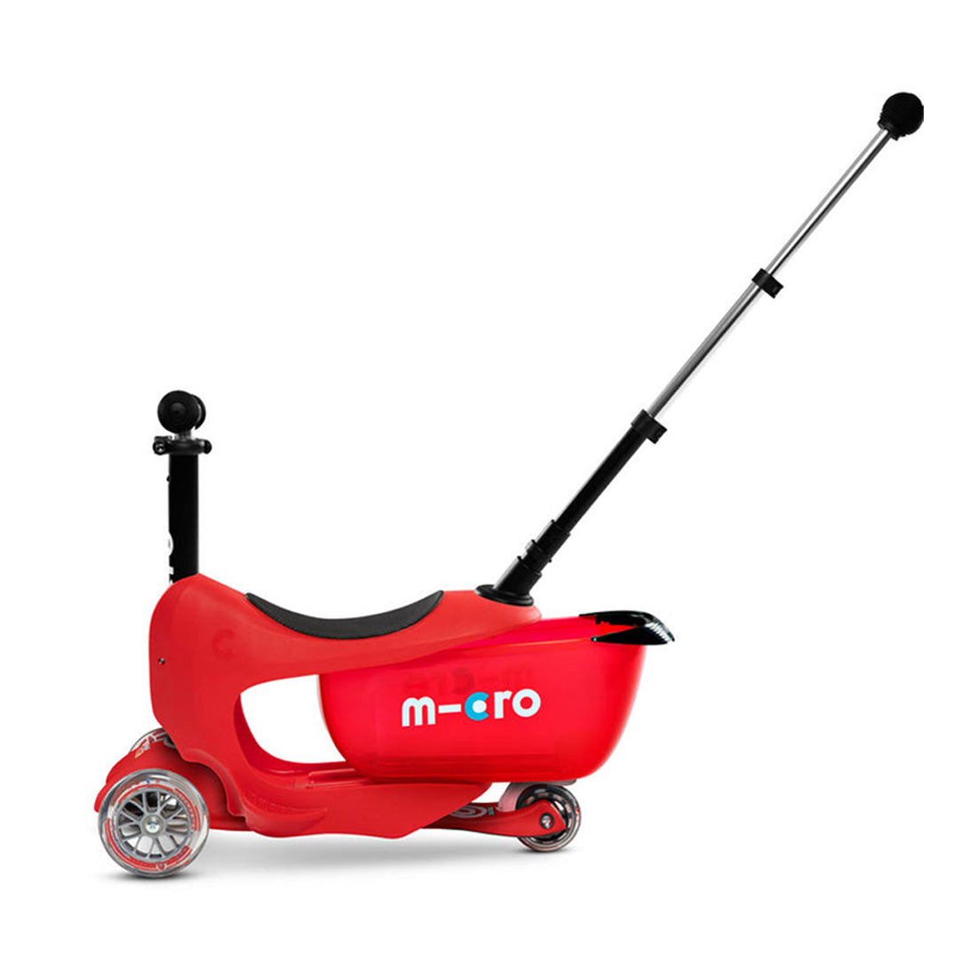 Micro Mini 2Go Deluxe Plus 3 Wheel Scooter for Kids - Lightweight Foldable Kick Scooter with Adjustable Handlebar, Red - Perfect for Commuting, School, and Outdoor Play