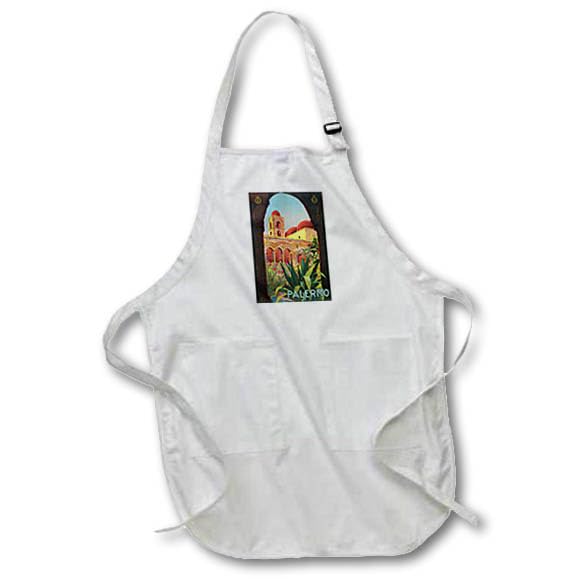 Vintage Palermo Sicilia Italy Italian Travel Poster Apron - Retro Travel-Themed Kitchen Apron for Cooking, Baking & BBQ - 3dRose BLN apr_126036