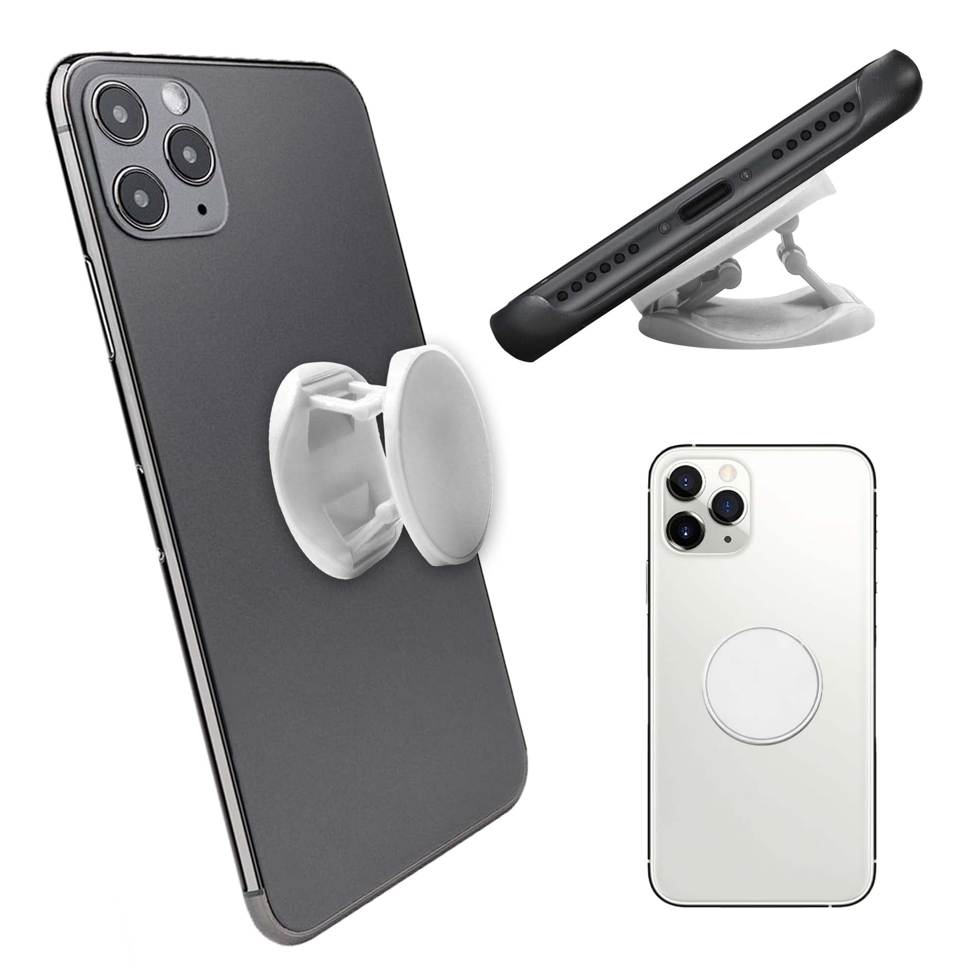 Phone Grip Stand for iPhone & Samsung - Anti-Slip White Holder for Secure One-Handed Use - Perfect for Watching Videos, Taking Photos & Gaming