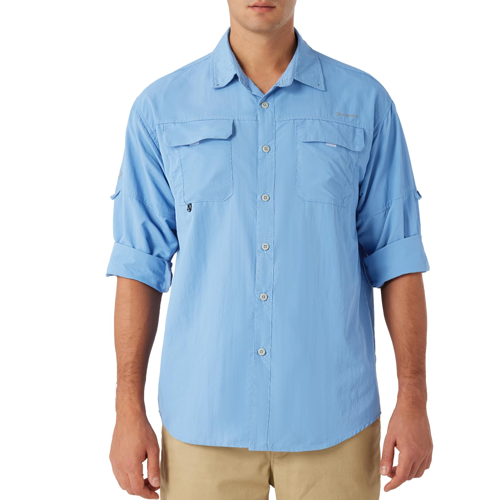 NAVISKIN UPF 50+ Men's Sun Protection Fishing Shirt - Long Sleeve UV Shirt for Fishing, Hiking, Travel & Camping - Lightweight Quick-Dry Outdoor Performance Shirt for Sun Safety