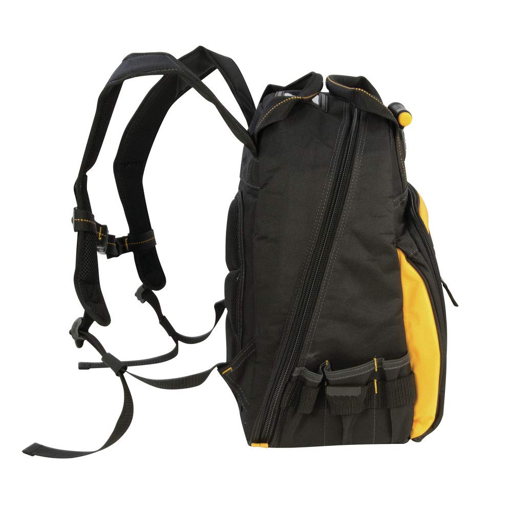 DEWALT 57-Pocket Lighted Tool Backpack for Electricians & Contractors - Heavy Duty Work Backpack with LED Light for Job Sites, Construction, and Outdoor Projects