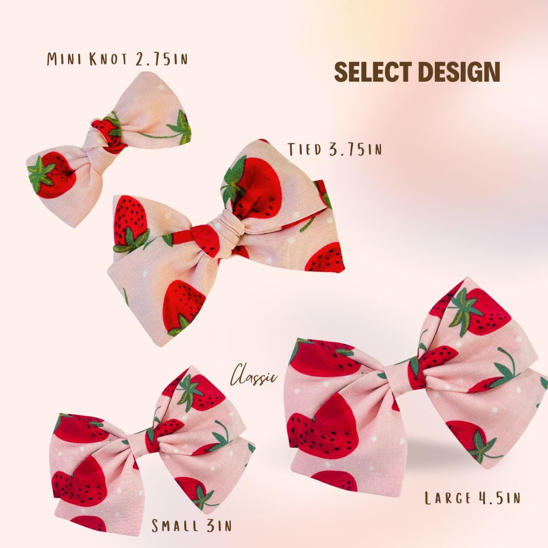 Strawberry Hair Bow Clips & Headband Set - Sweet Berry Birthday Hair Accessories for Baby & Toddler Girls - Adorable Pink Strawberry Bows Made in USA - Perfect for Parties, Photo Shoots & Everyday Cute Outfits