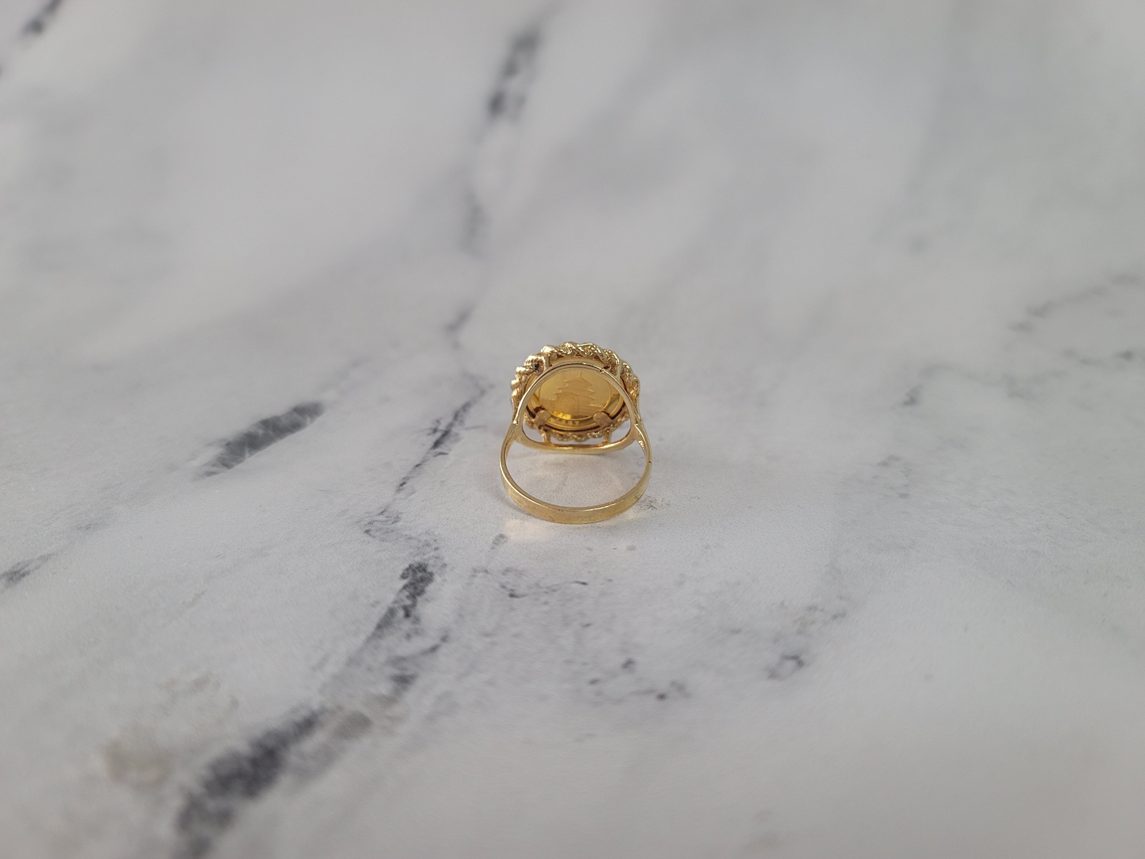 1/20OZ Fine Gold Panda Coin Rope Ring - 14K Yellow Gold Jewelry for Men & Women - Perfect for Gifts, Anniversary & Fashion Accessories